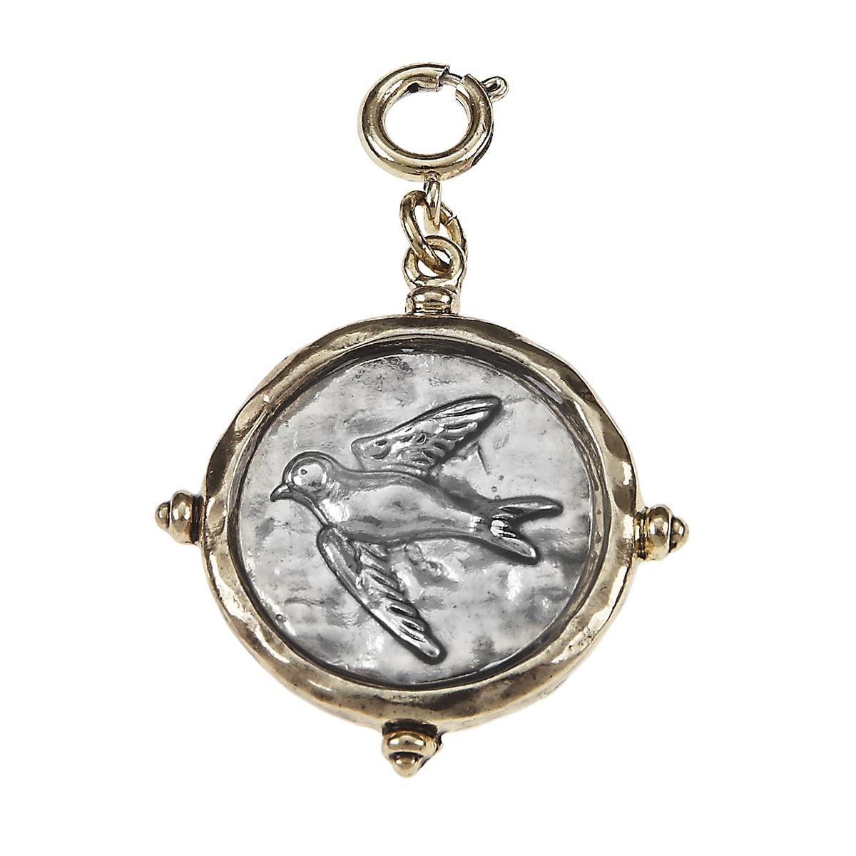 2-Tone Hammered Frame and Bird Epoxy Charm