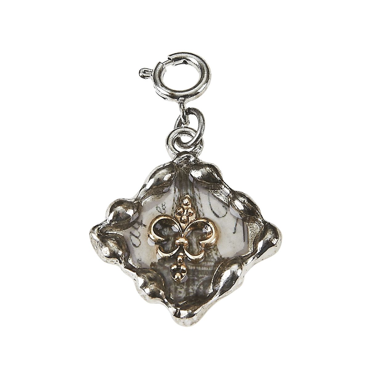 Fleur De Lis and French Words Square Epoxy Charm