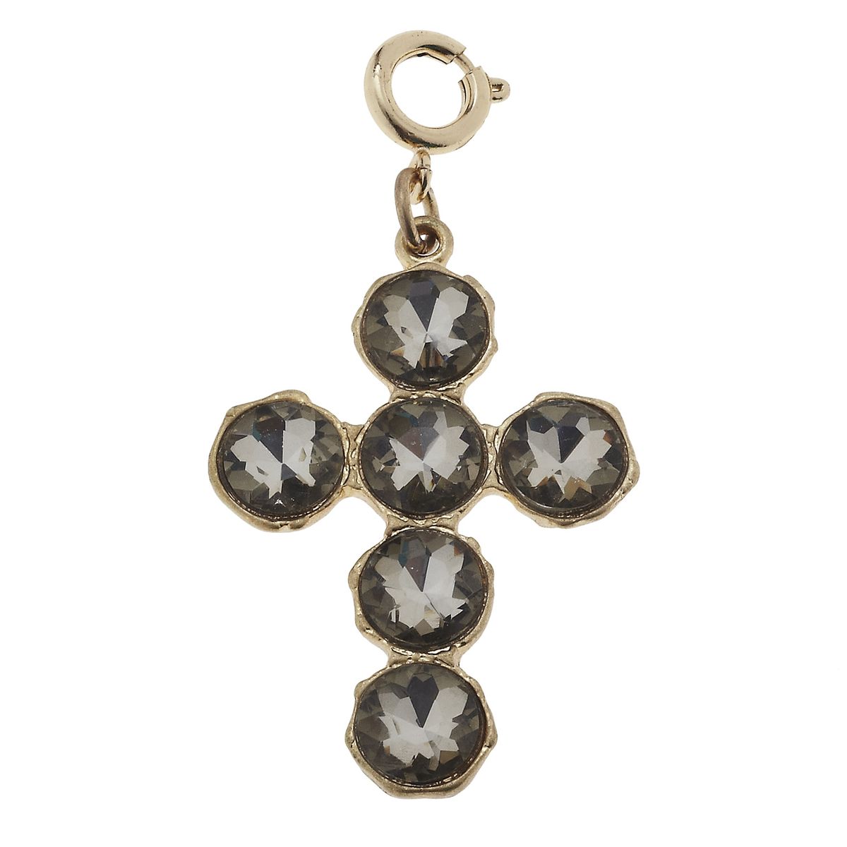 Soldered Platinum Rhinestone Cross Charm