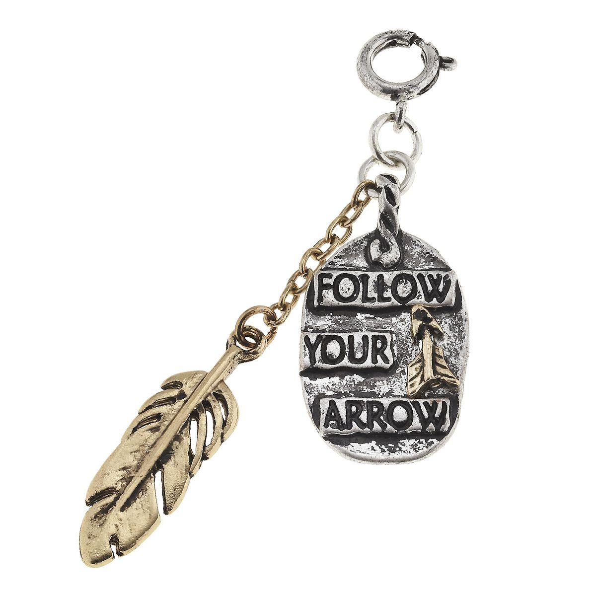 Antique Silver/Gold "Follow Your Arrow"� & Feather Charm