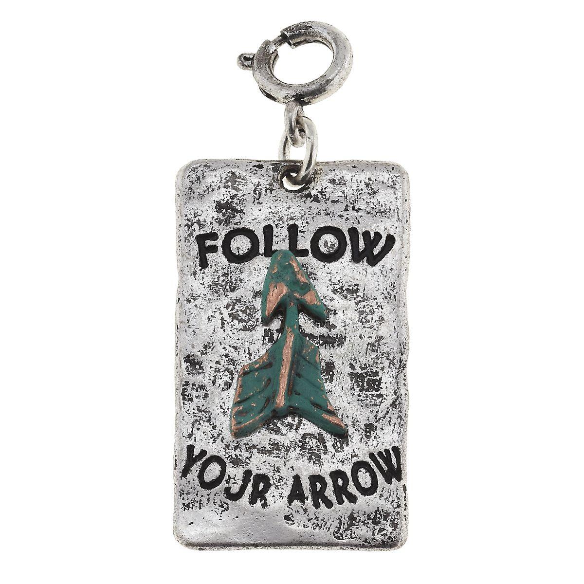 Antique Silver "Follow Your Arrow"� Phrase Plate with Patina Arrow Charm