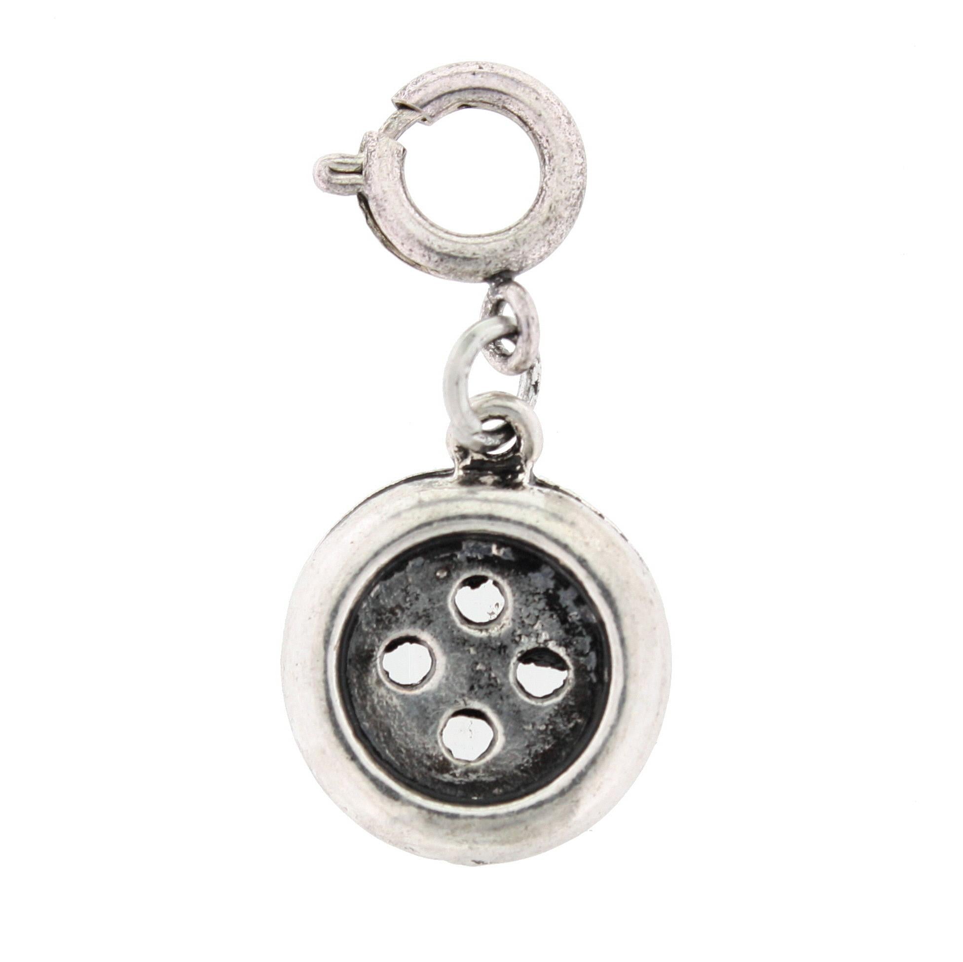 Silver Button Charm