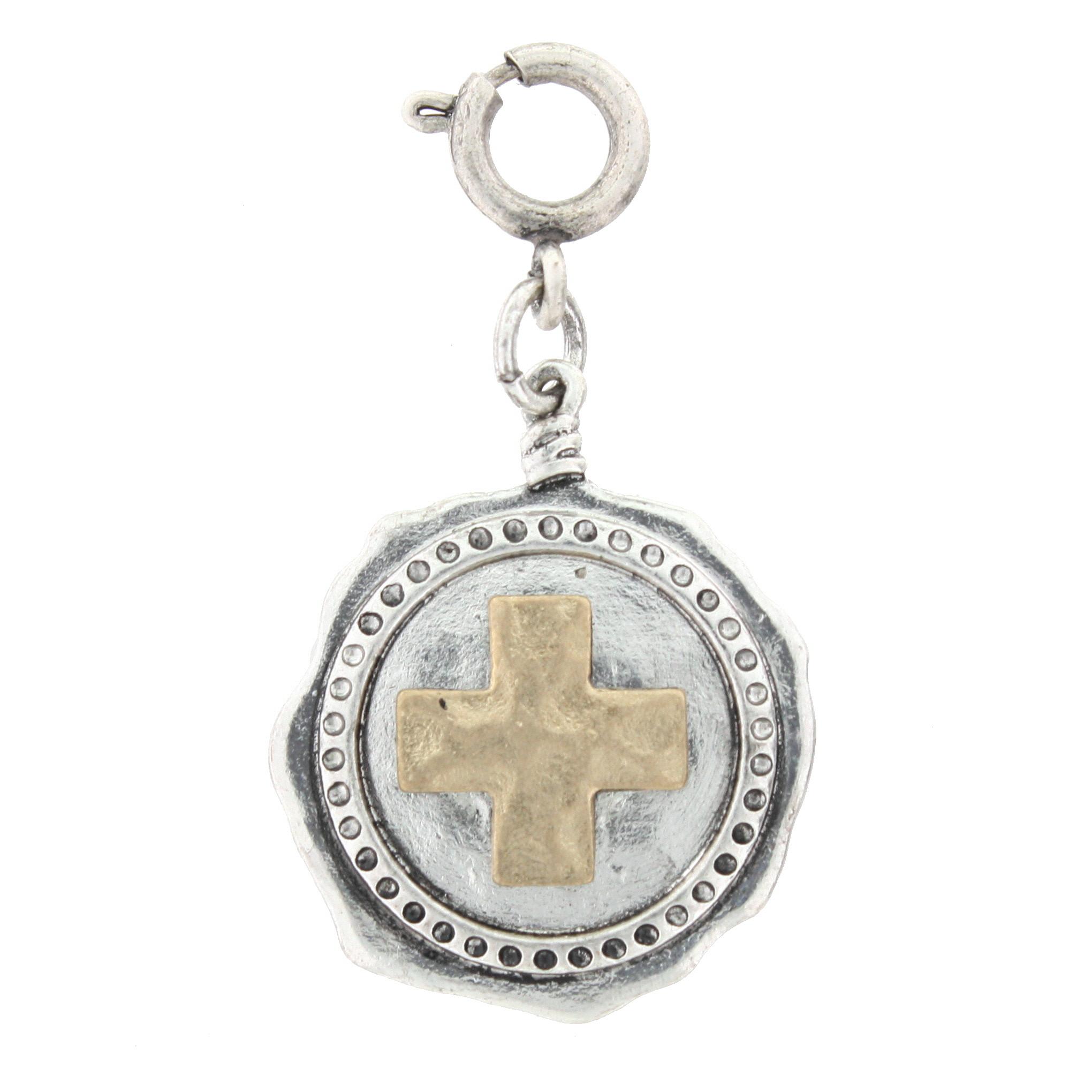 Gold Cross On Silver Circle
