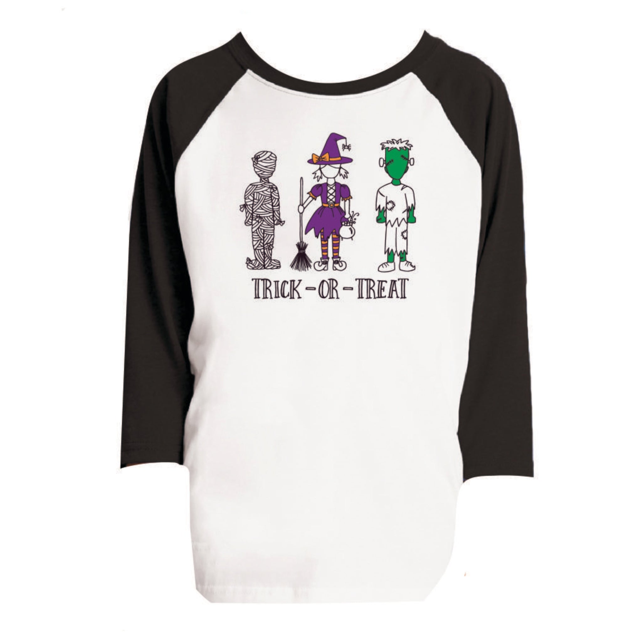 Kids Trick Or Treat 3/4 Sleeve T-Shirt S