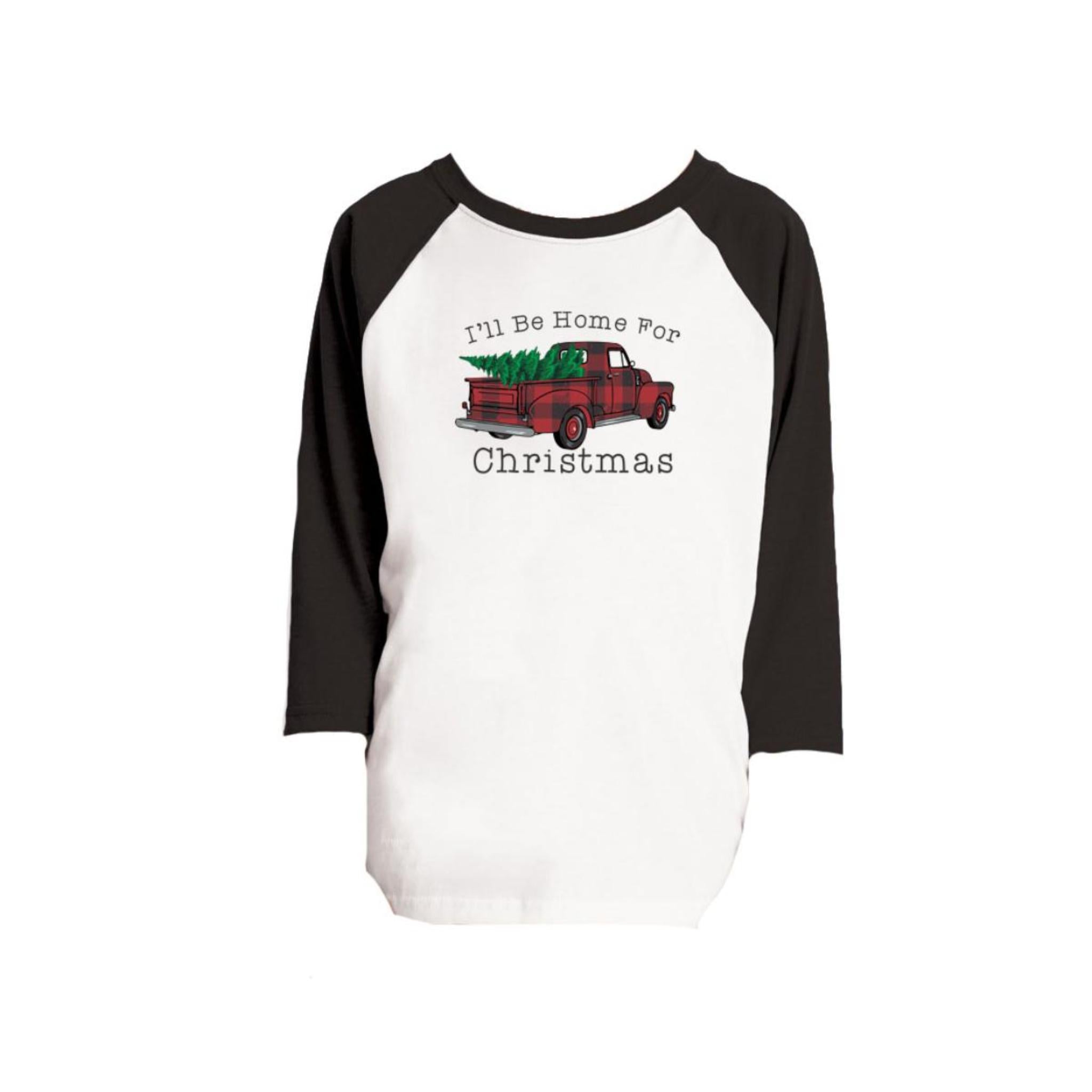 Kids I'll Be Home For Christmas 3/4 Sleeve T-Shirt XS