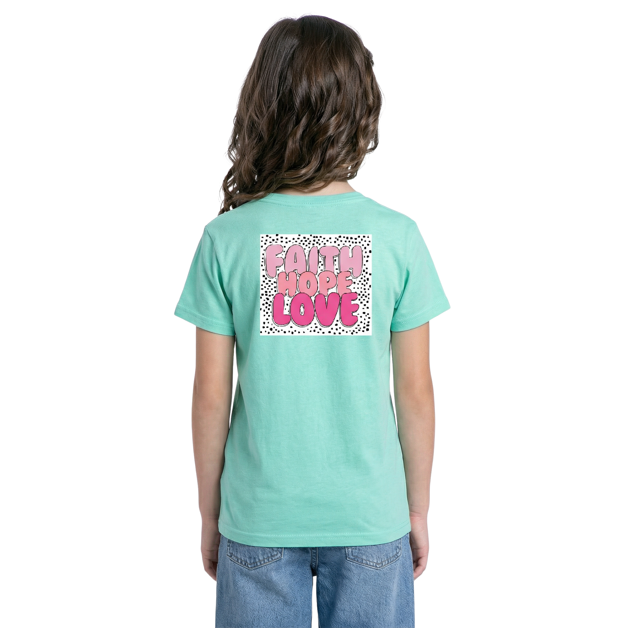 Kids Faith Hope Love Crew Neck T-Shirt - Soft Ringspun Cotton Tee