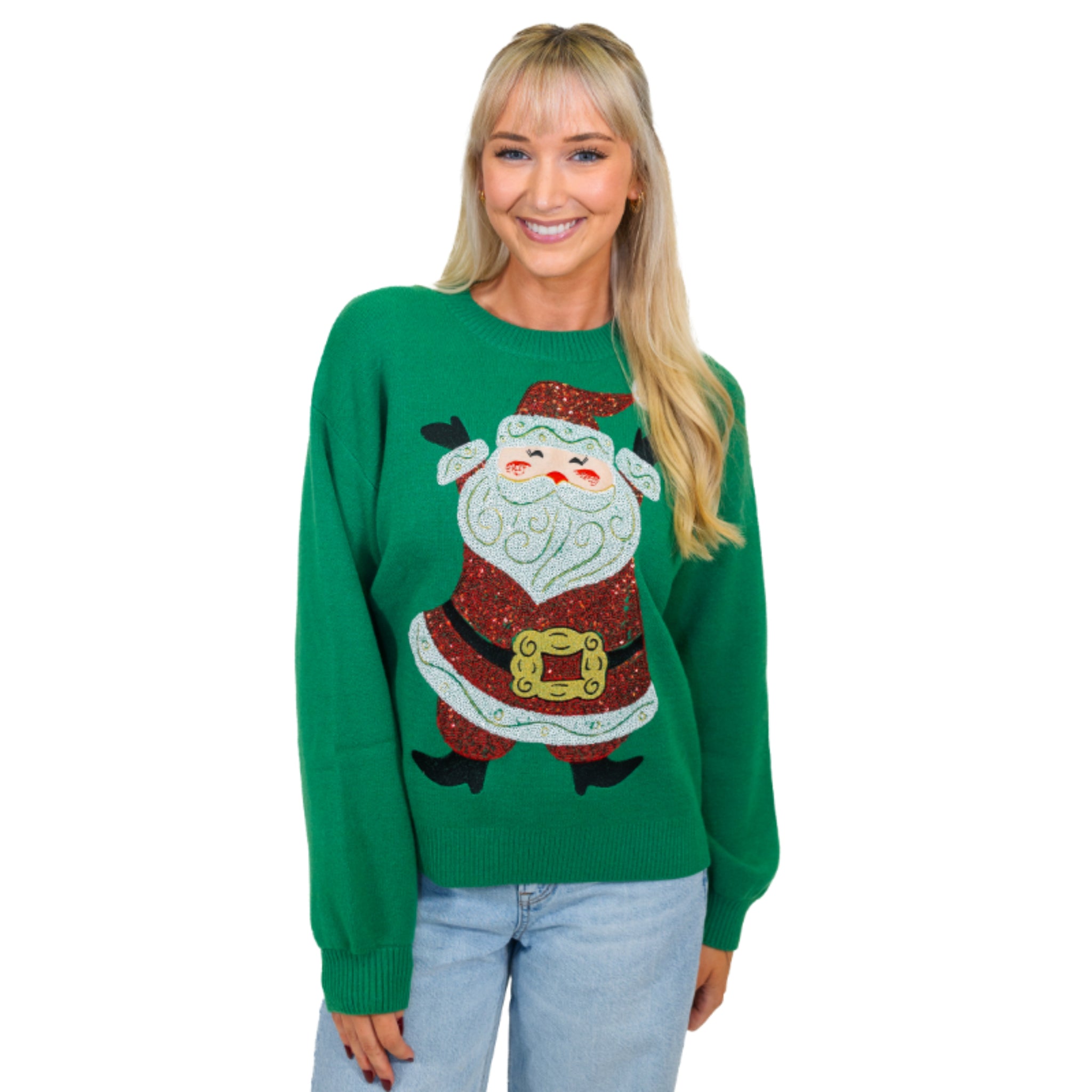 Jolly Good Guy Green Crew Neck Sweater