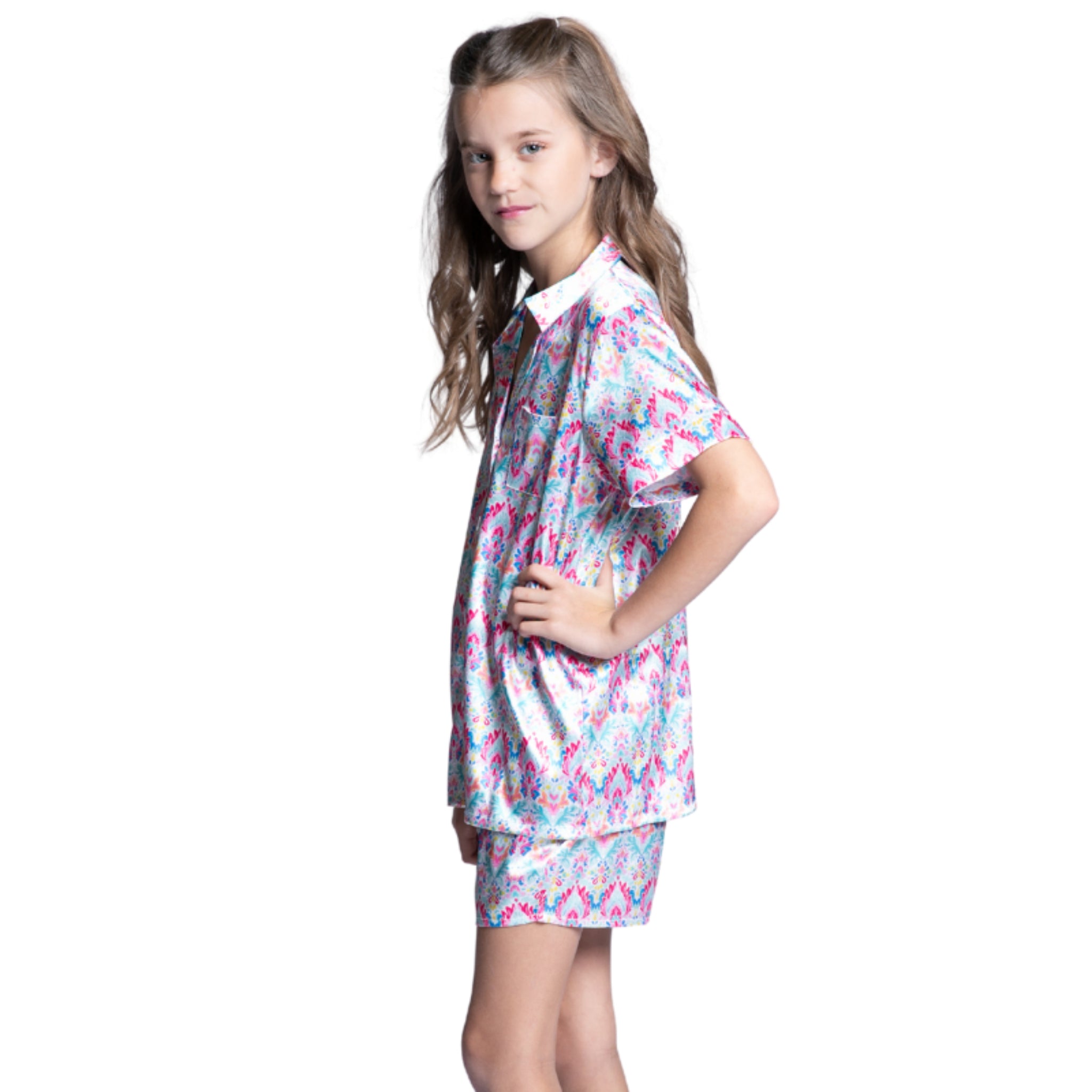 Kids Penelope Satin Pajama Short Set S