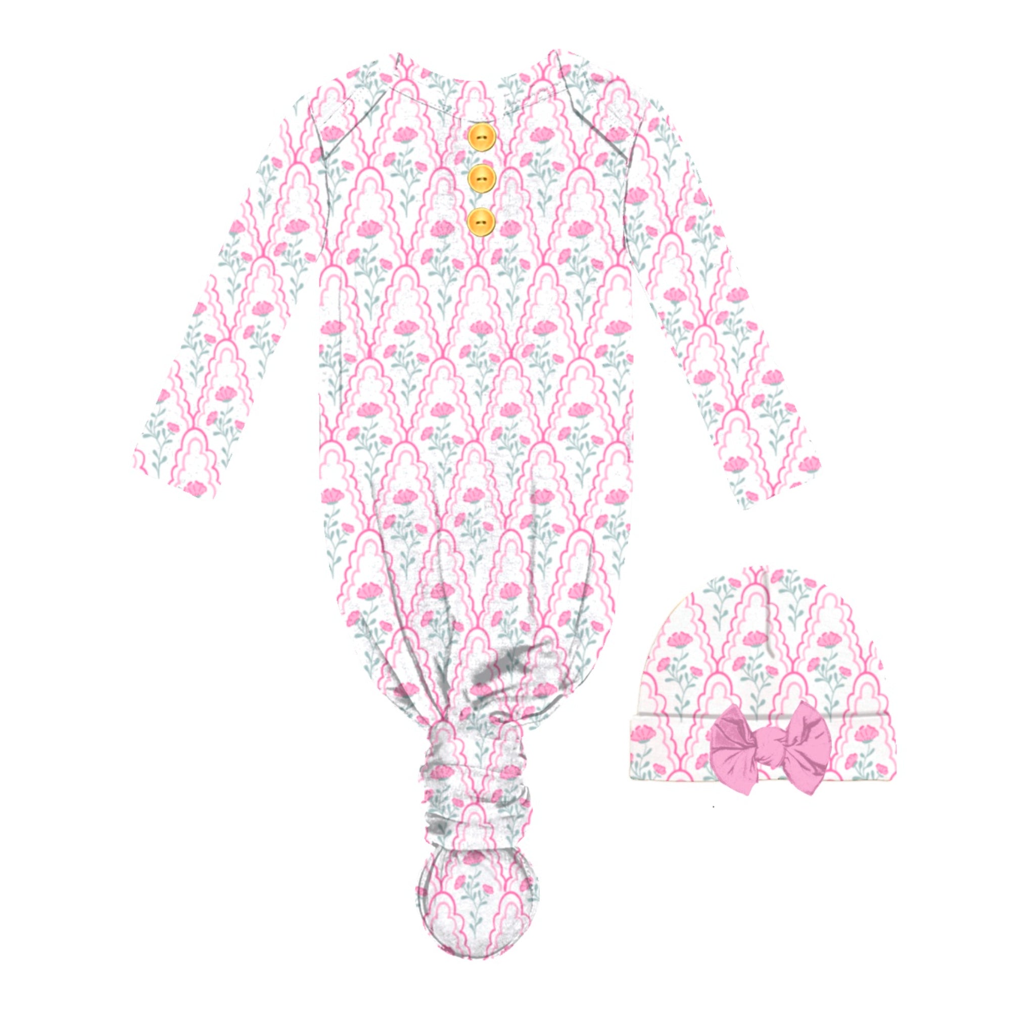 Kids Rosey Lane Bamboo Gown and Beanie Set