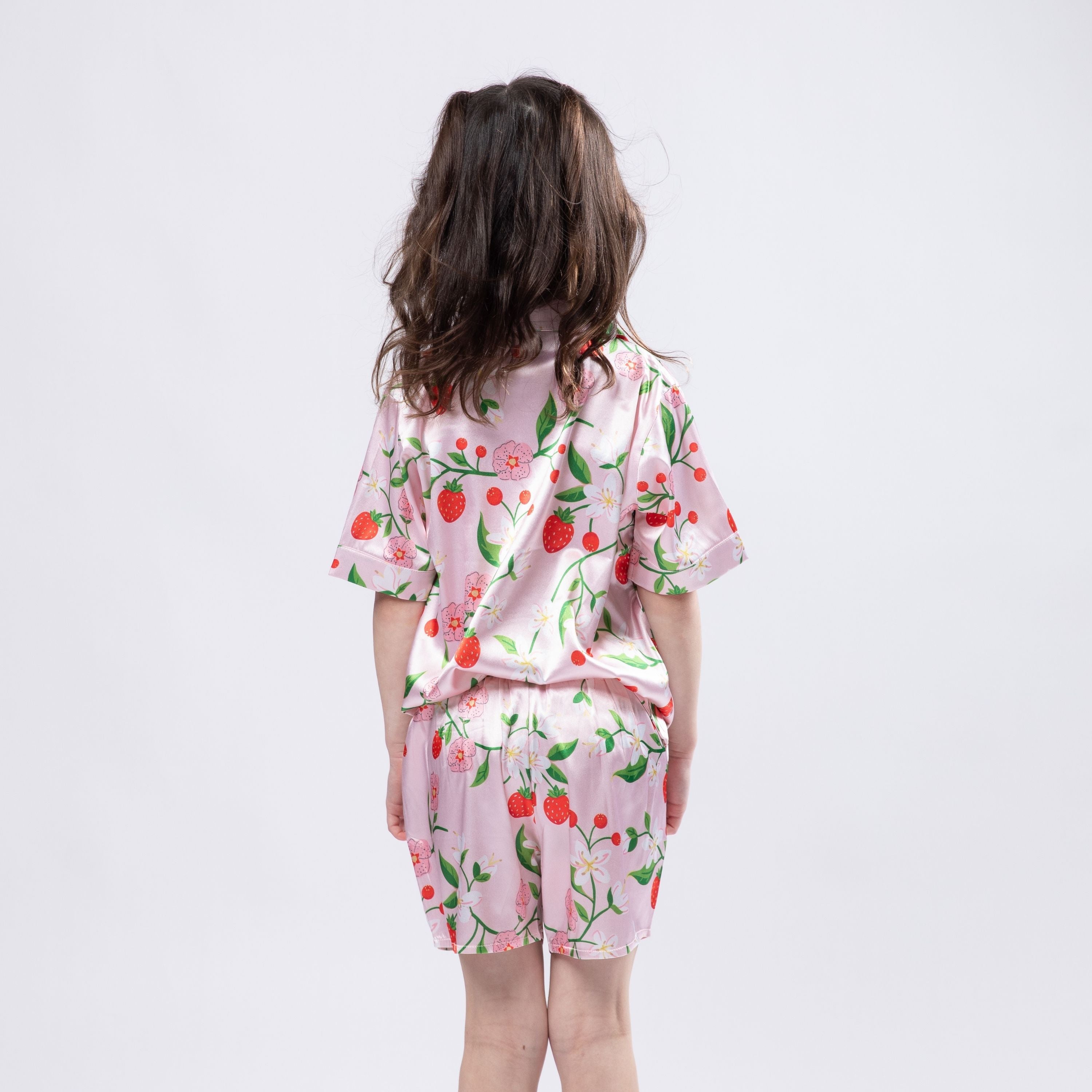 Kids Berry Bloom Satin Pajama Short Set S