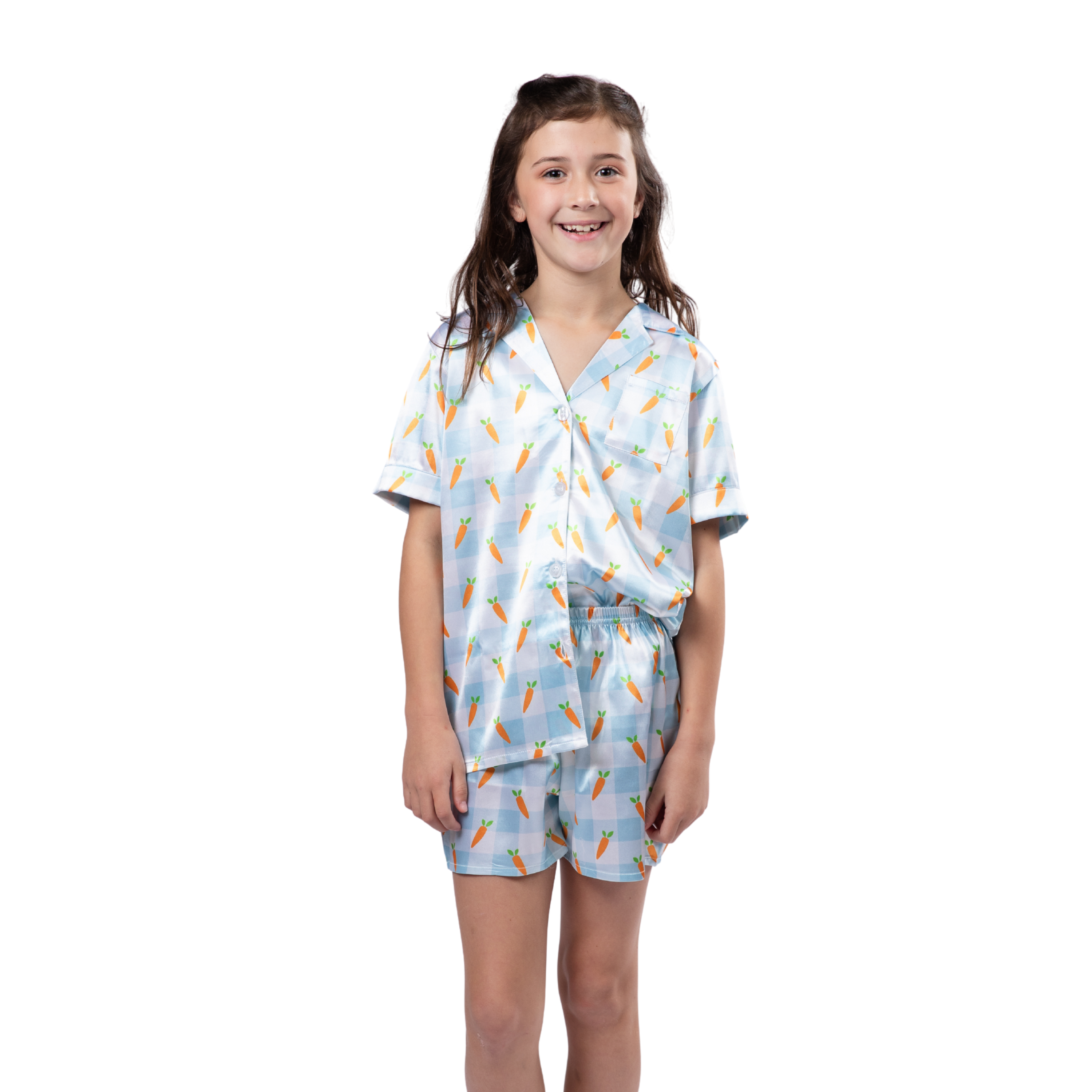 Kids Bunny Trail Satin Pajama Short Set