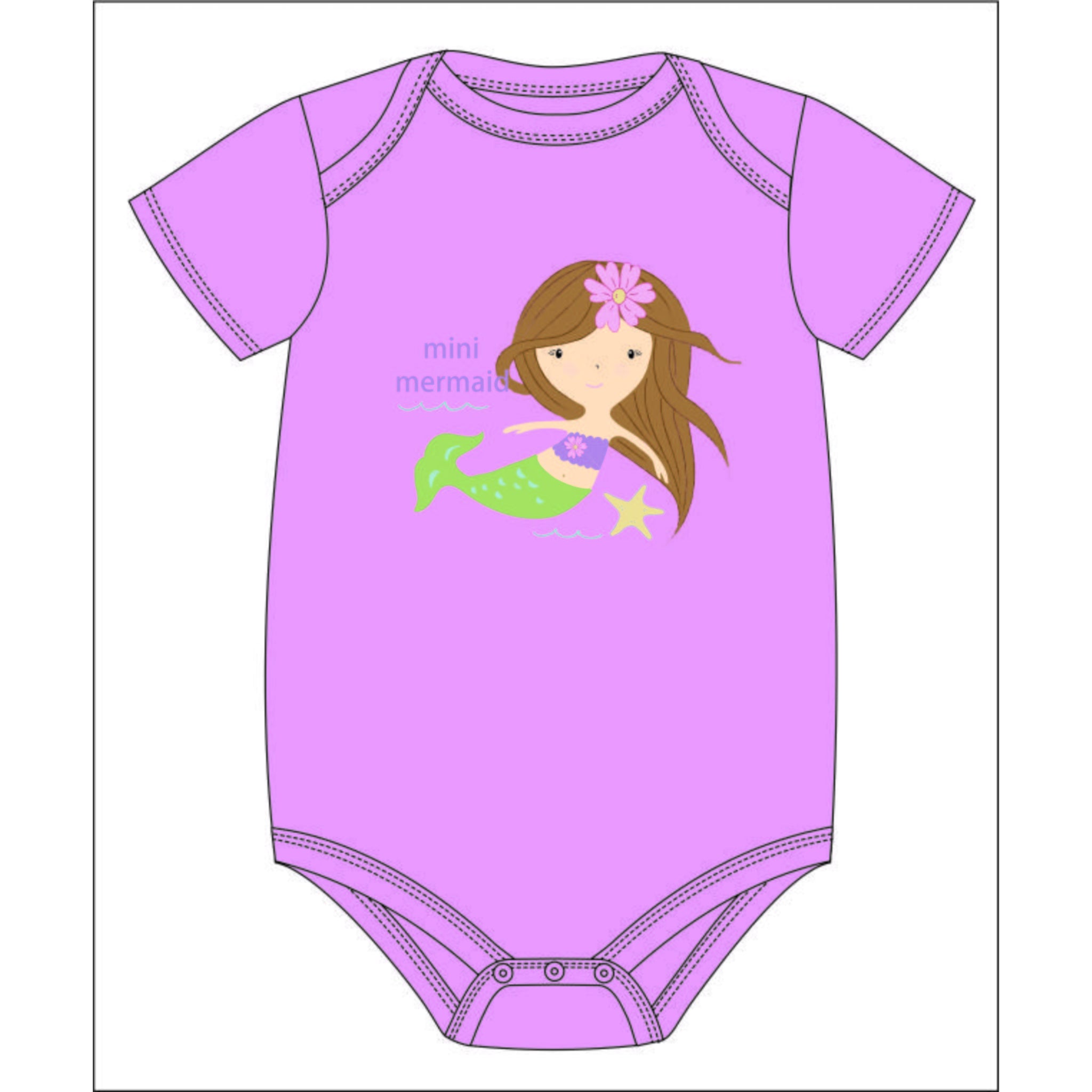 Kids Mini Mermaid Baby Onesie NB