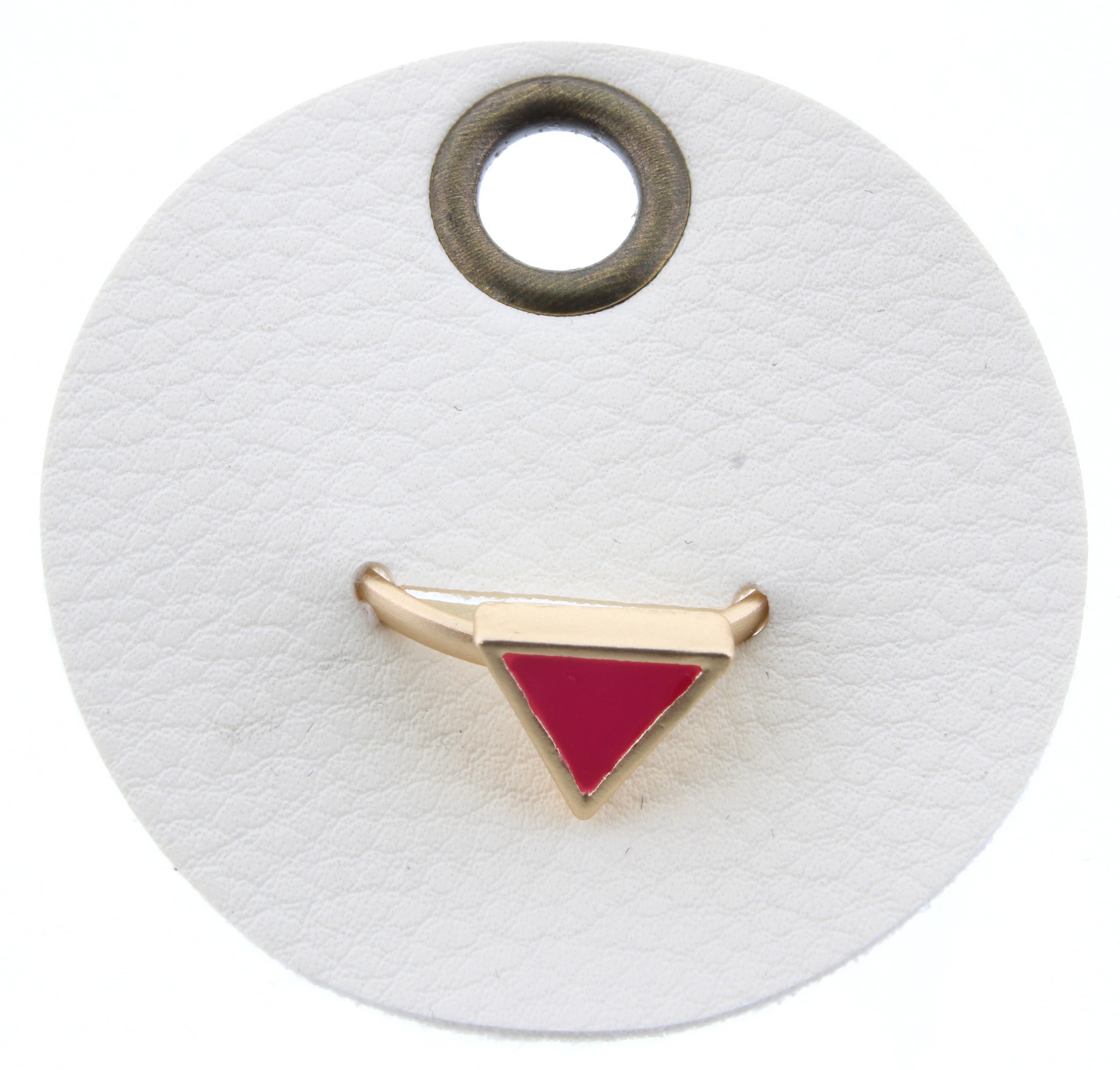 Hot Pink Triangle Adjustable Gold Ring