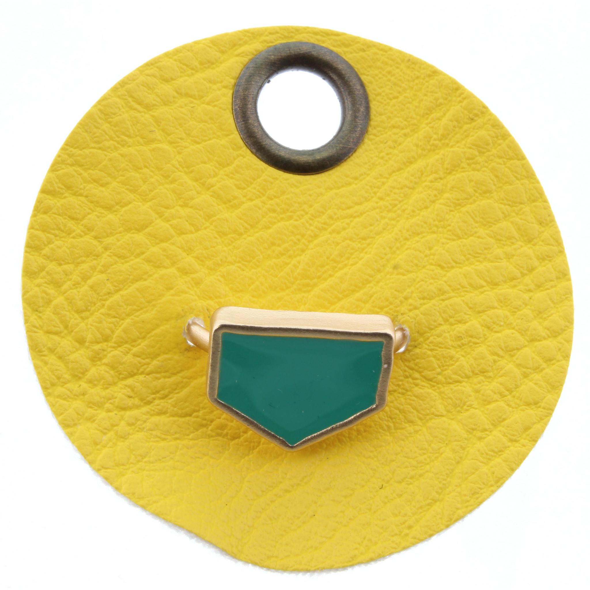 Teal Trapezoid Adjustable Gold Ring