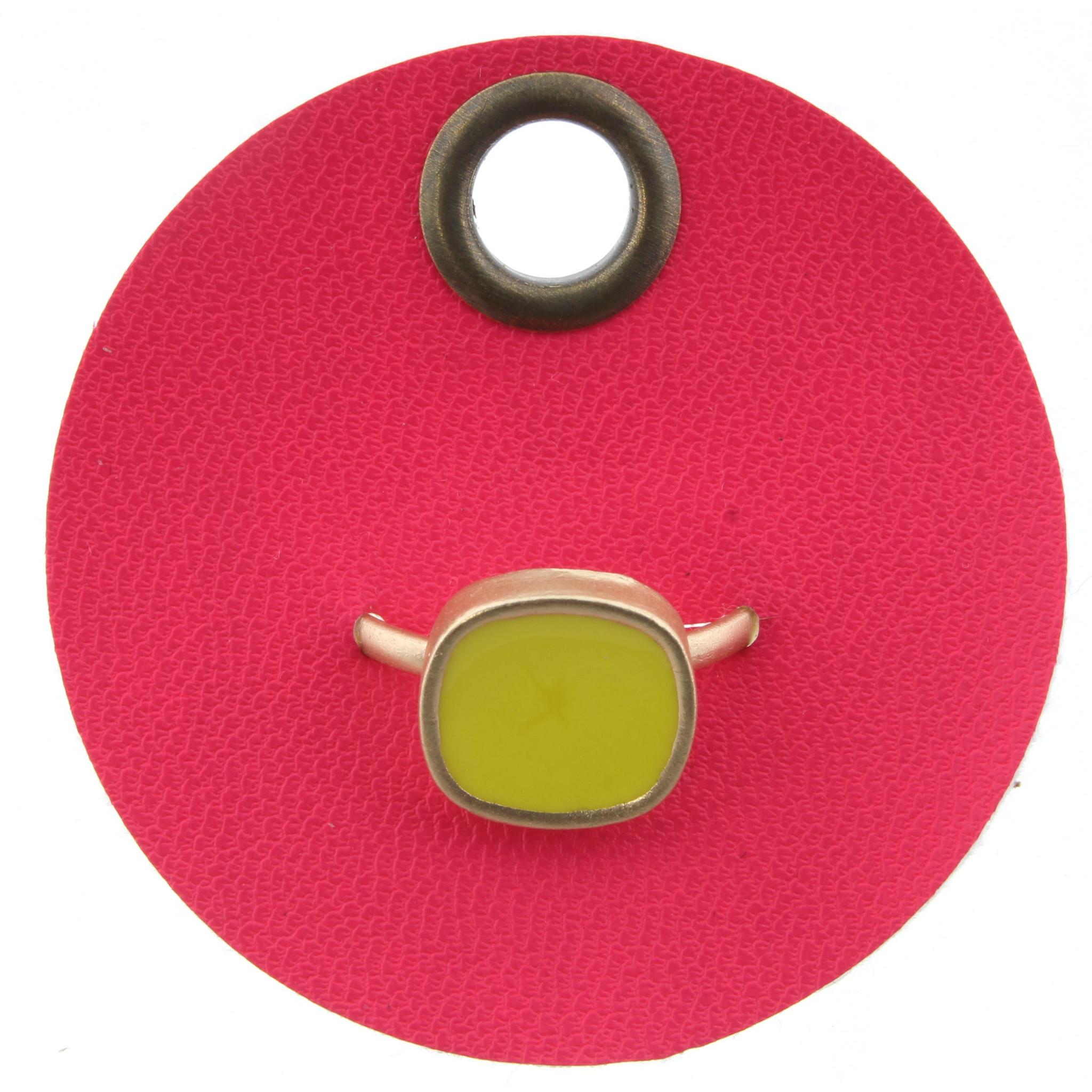 Yellow Rounded Square Adjustbale Gold Ring