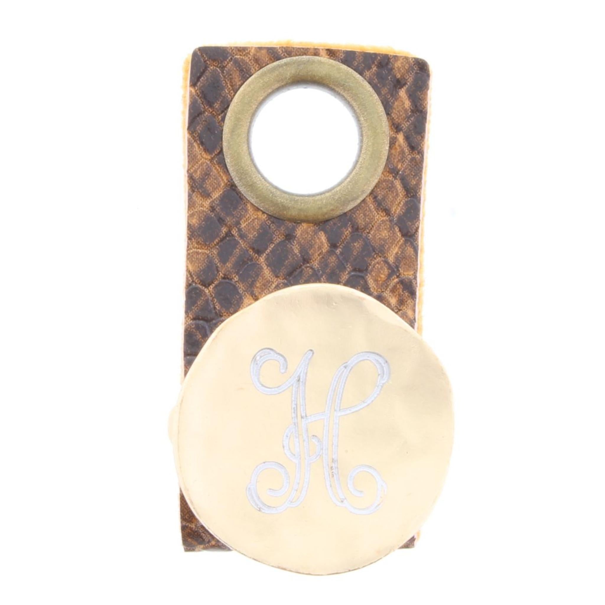 "H" Engraved Initial Gold Disk Adjustable Ring