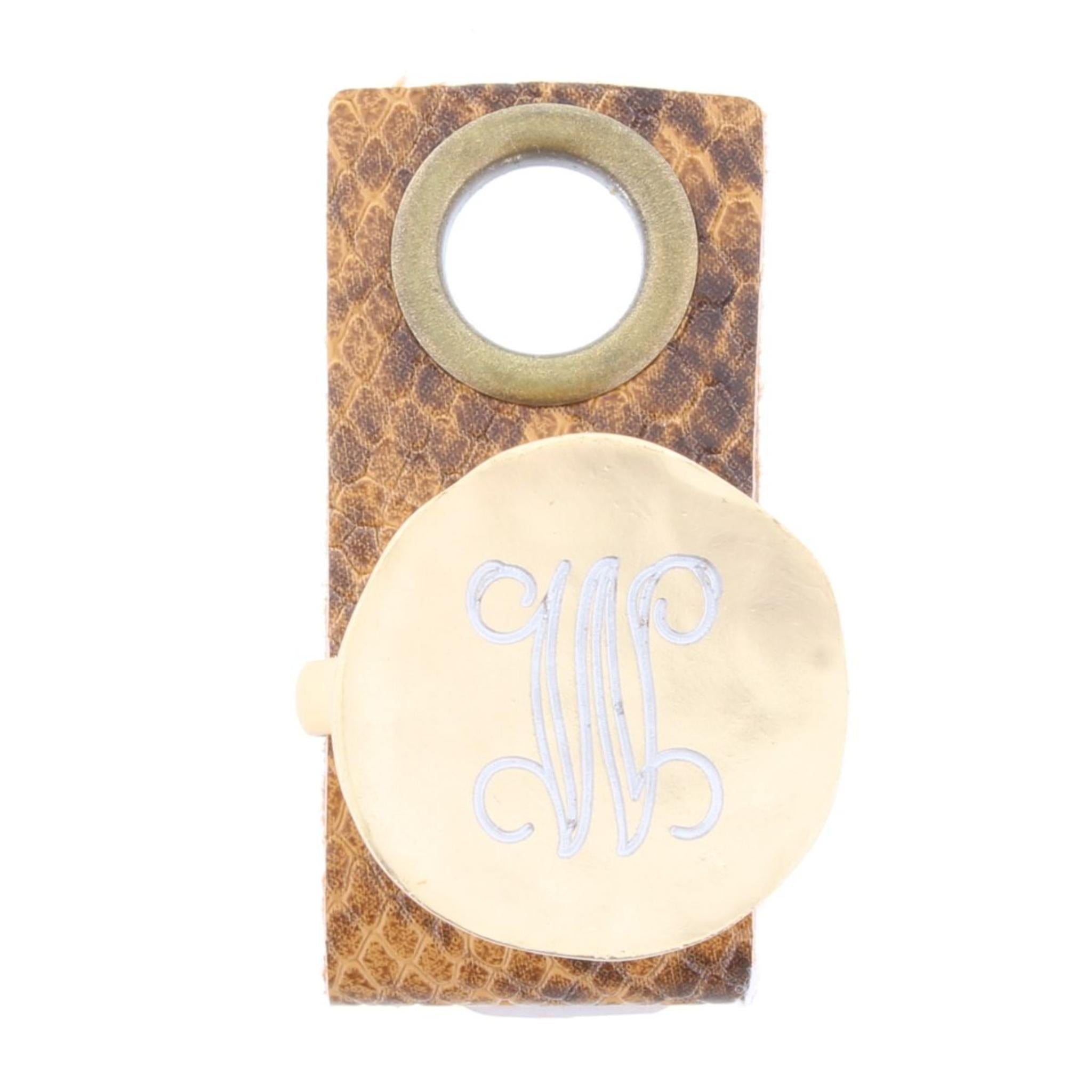 "W" Engraved Initial Gold Disk Adjustable Ring