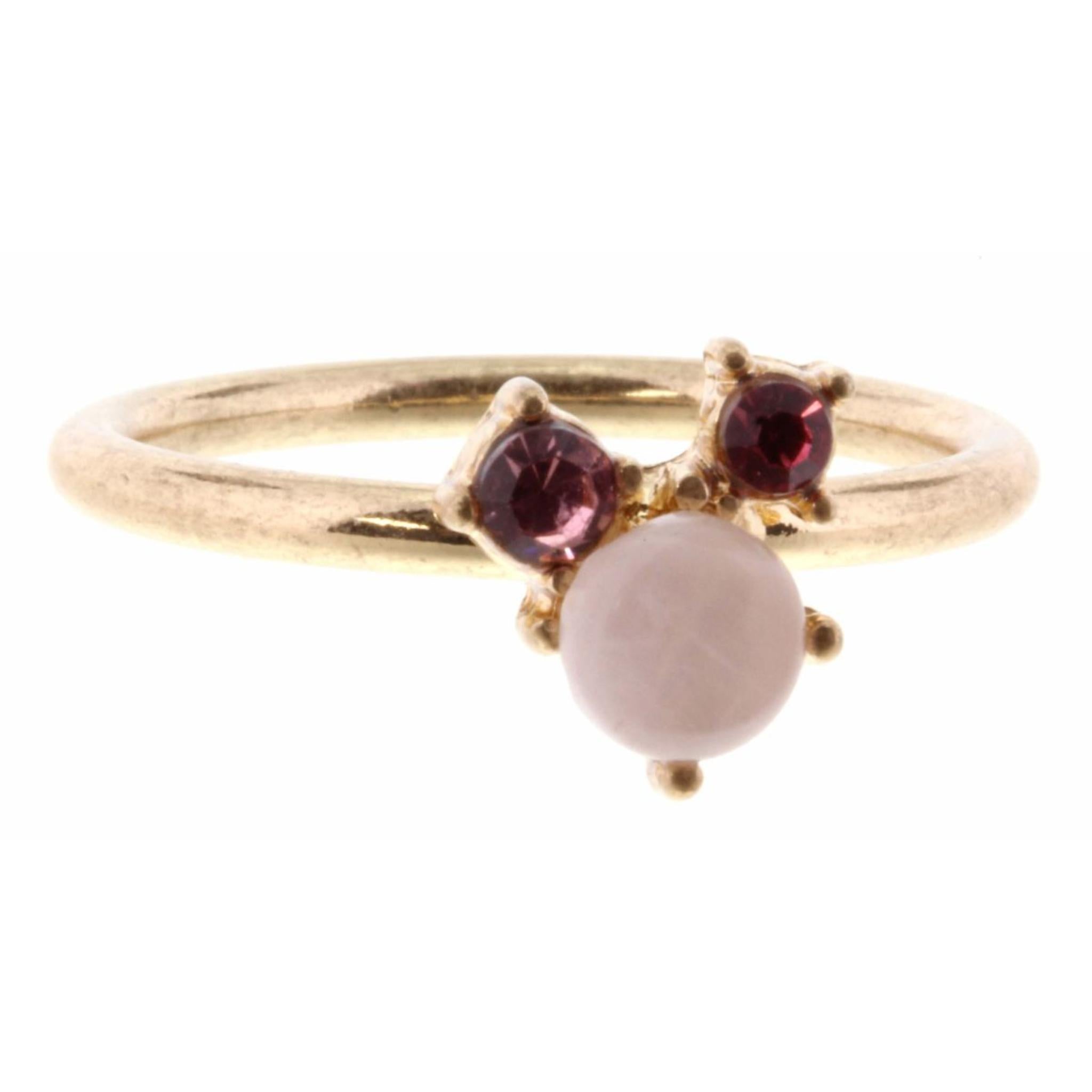 Pink Shades Czech Stone Cluster Ring