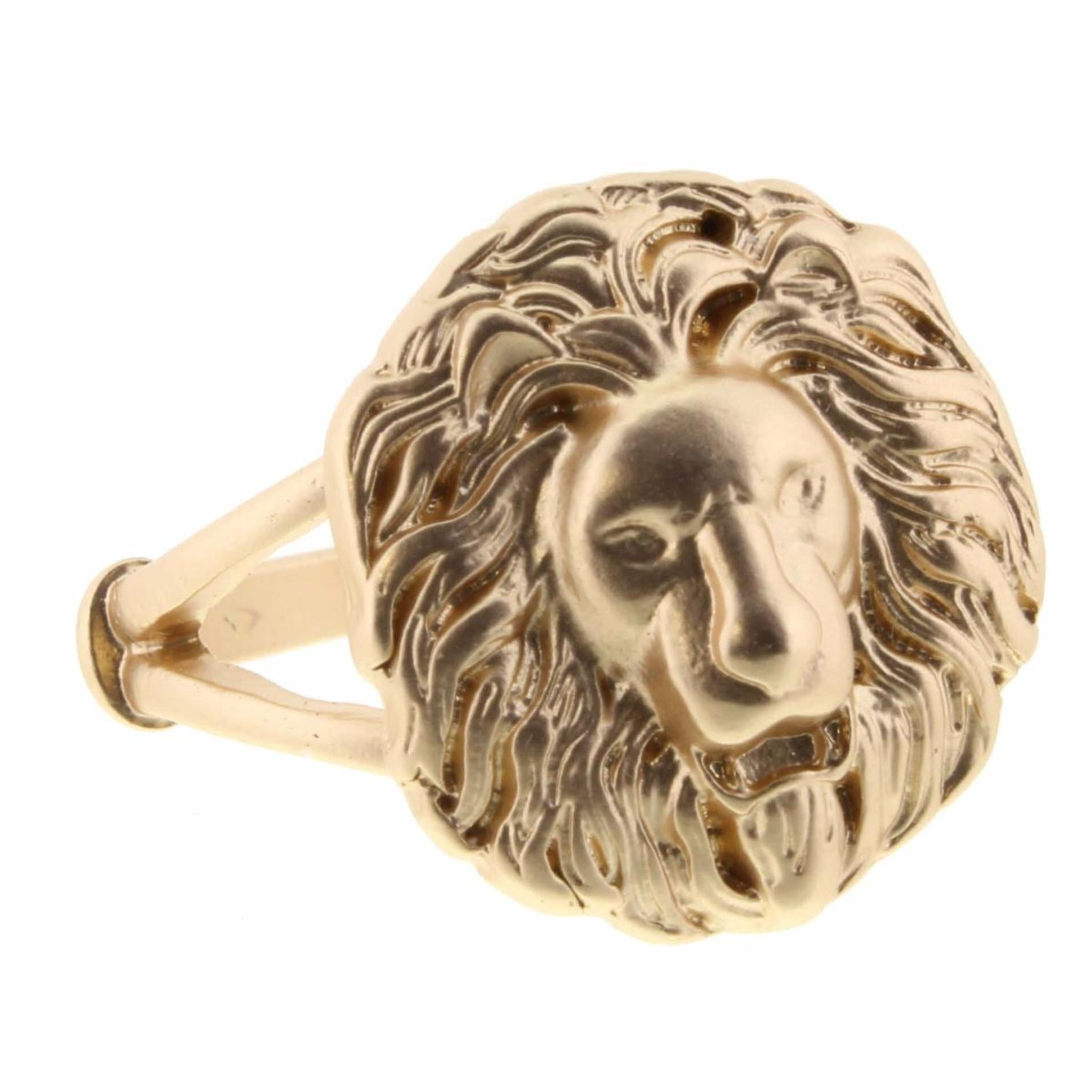 Gold Lion Head Ring