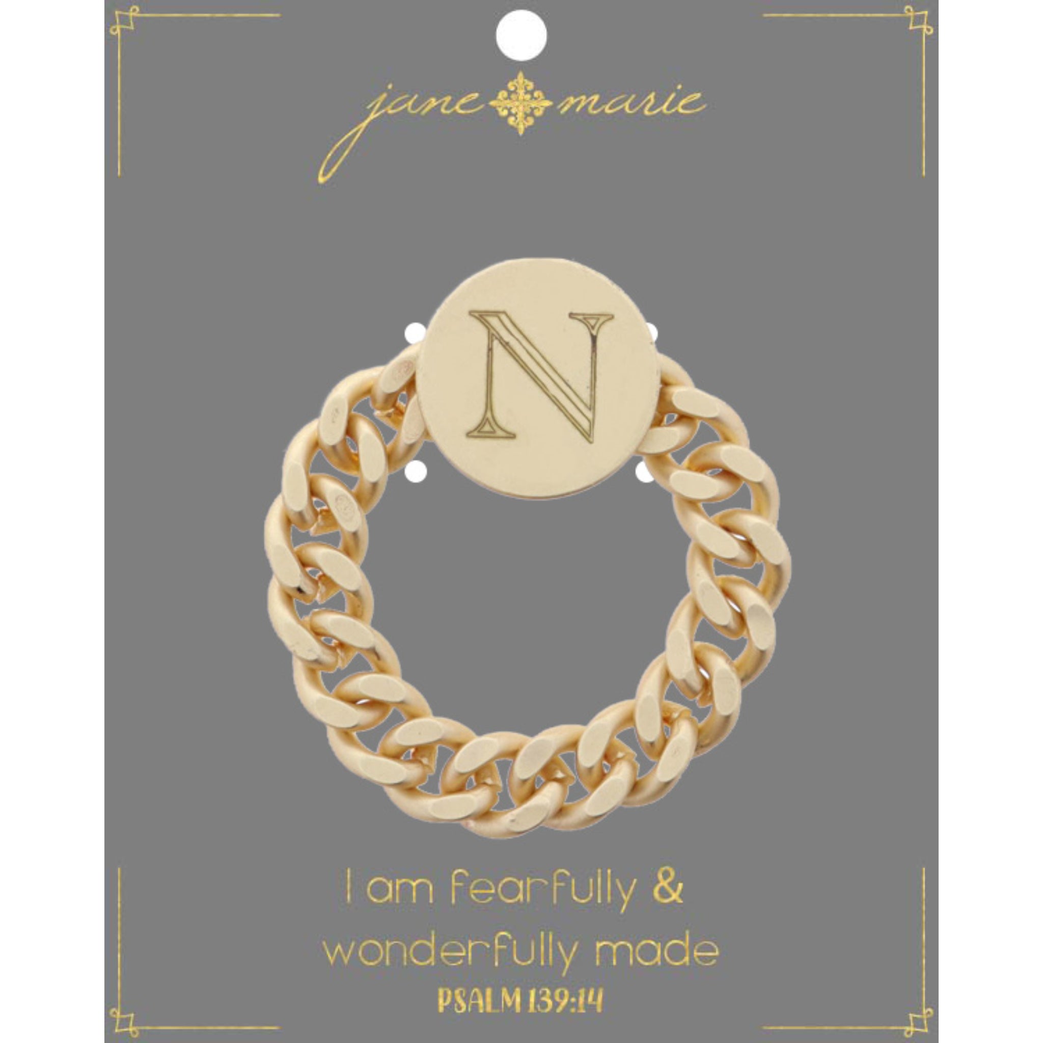 Engraved Initial "N" Ring