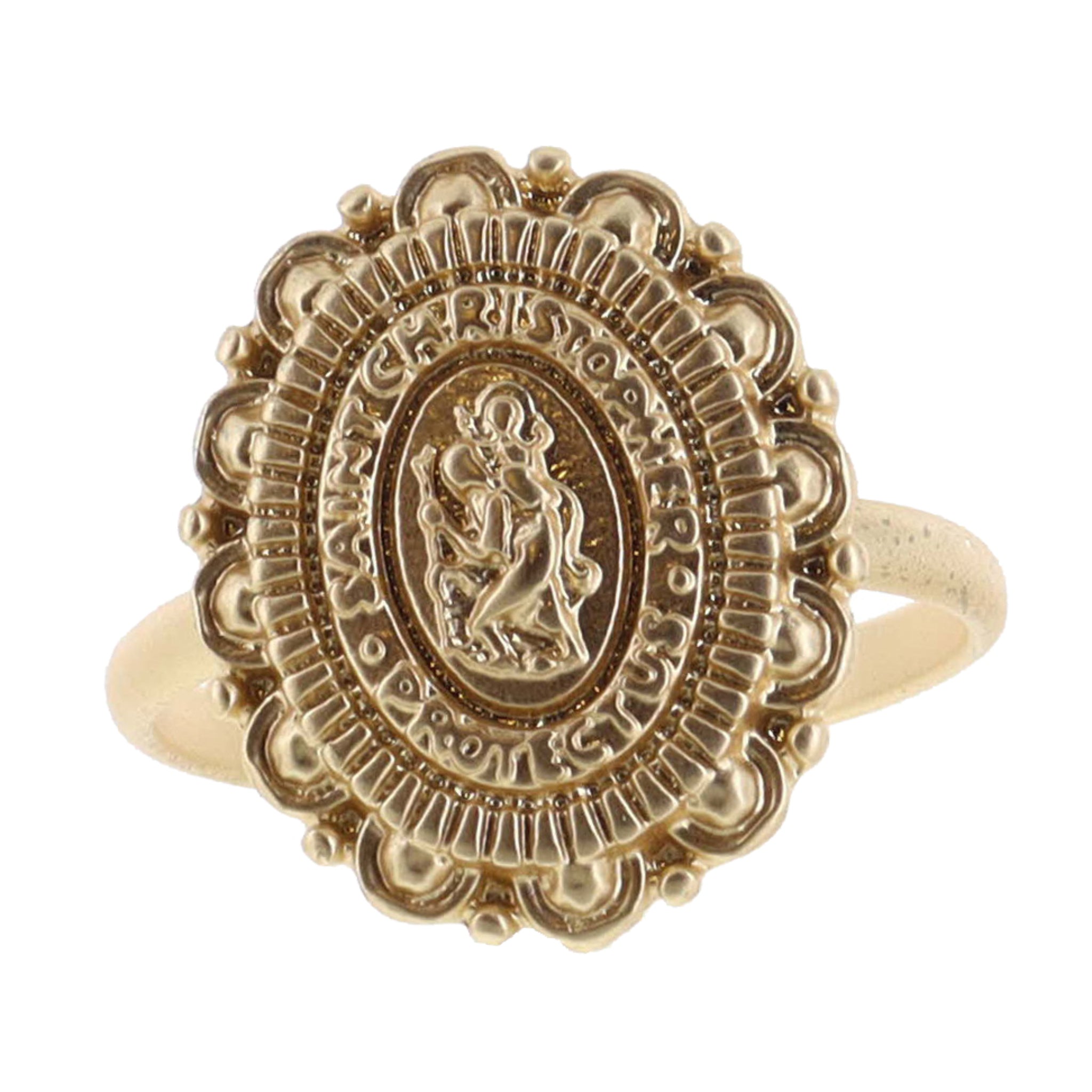 Scalloped Edge Gold Coin Ring