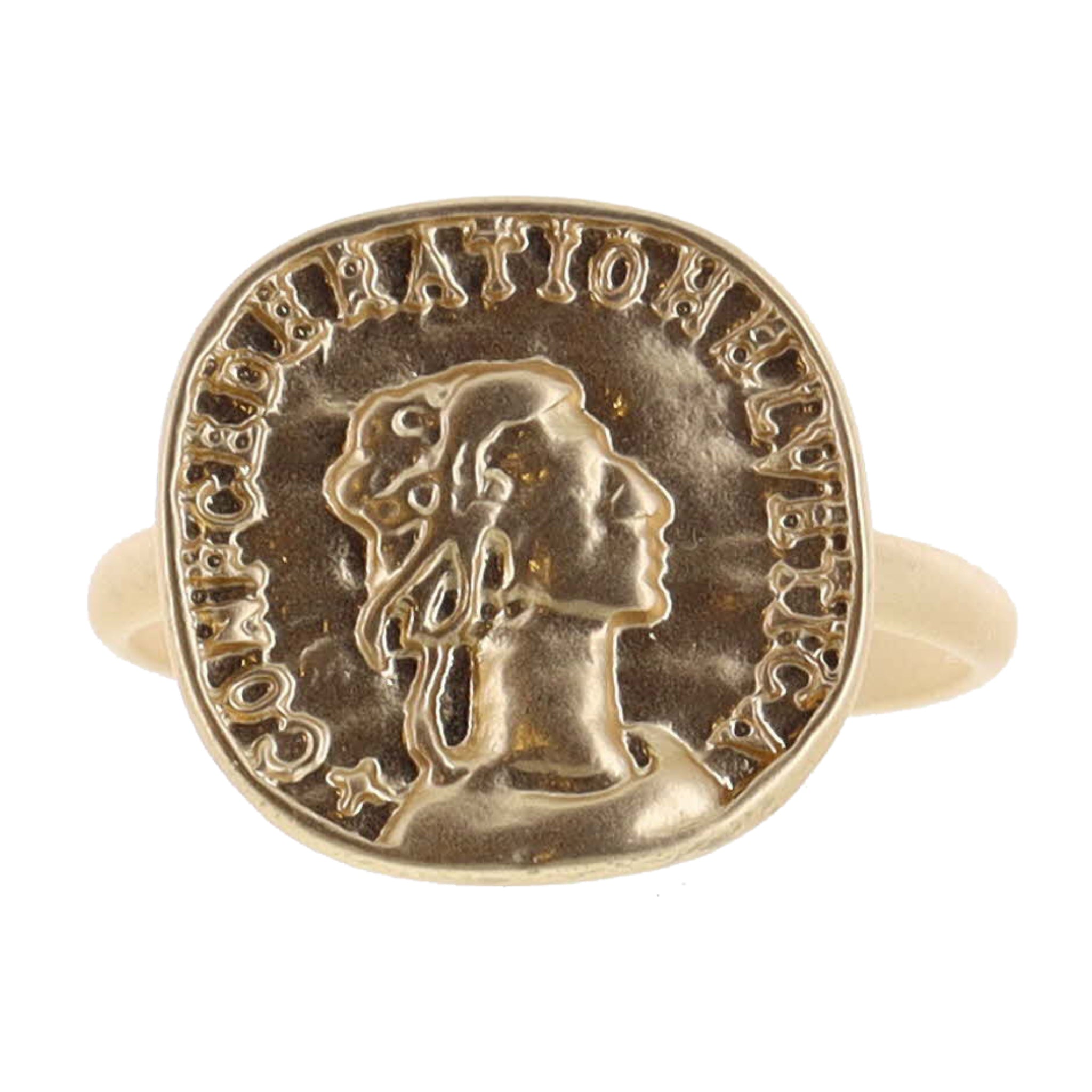 Hammered Gold Coin Ring