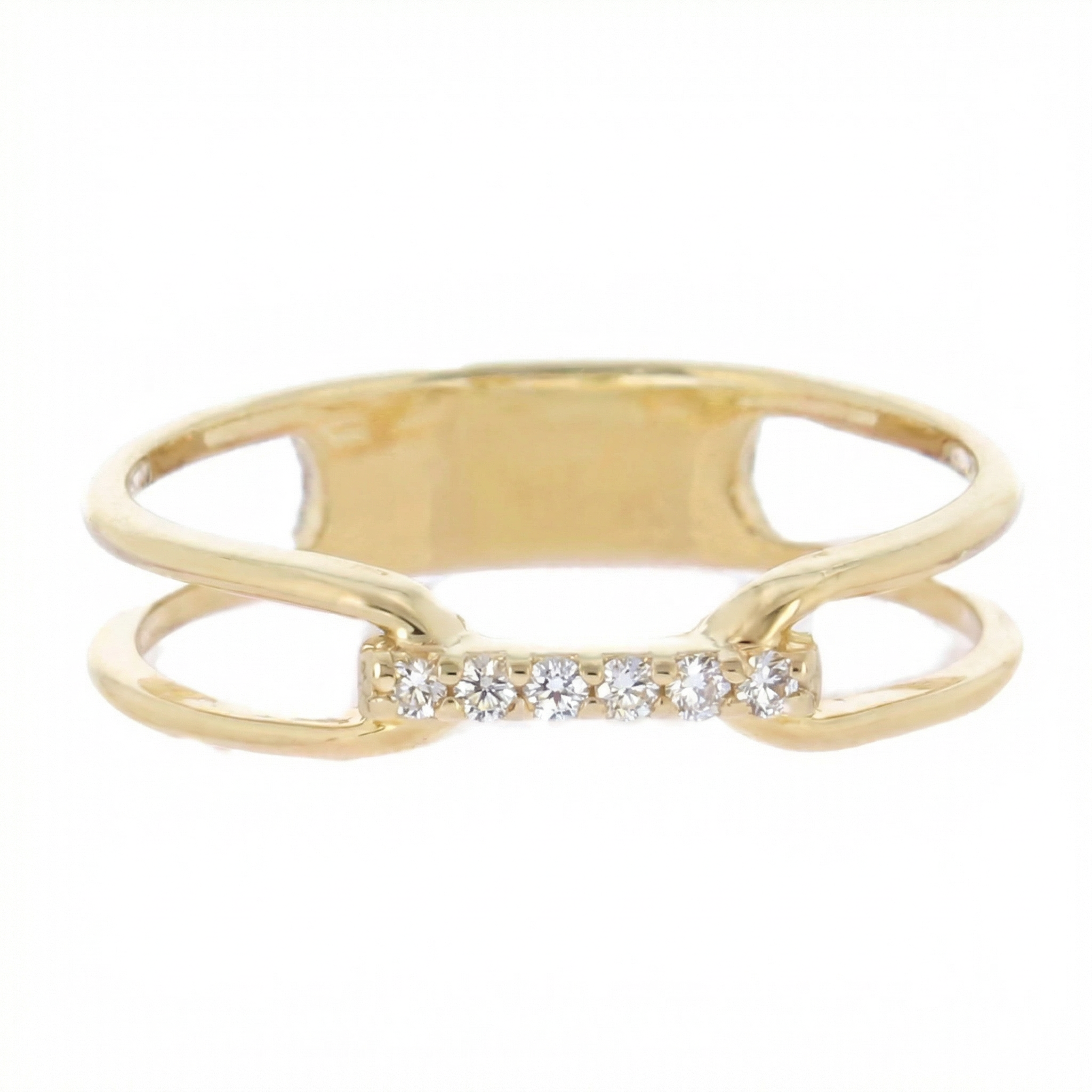 18K Gold Plated Double Band with Crystal Inlay Bar Ring