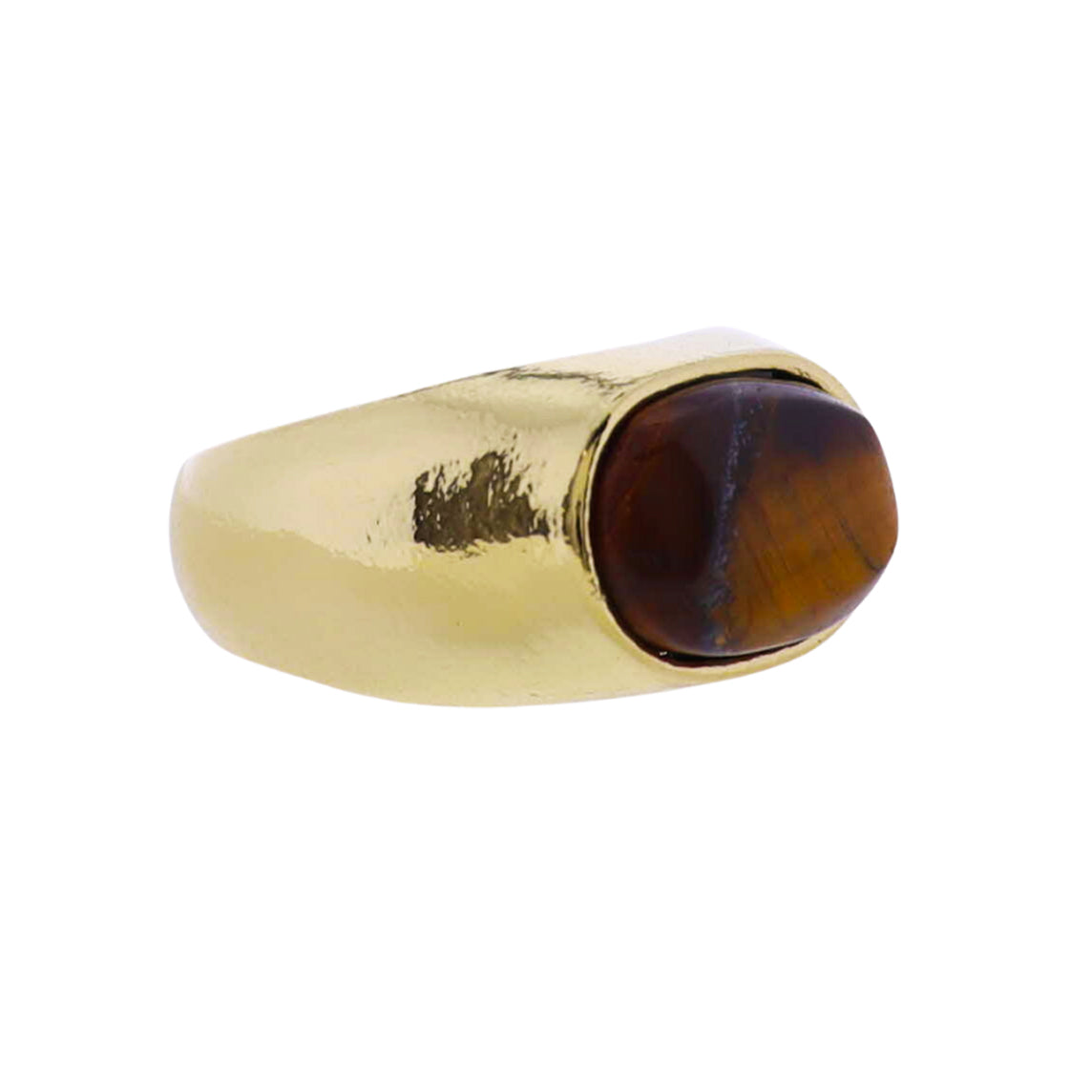 18k Gold Plated Ring with Tigers Eye Oval