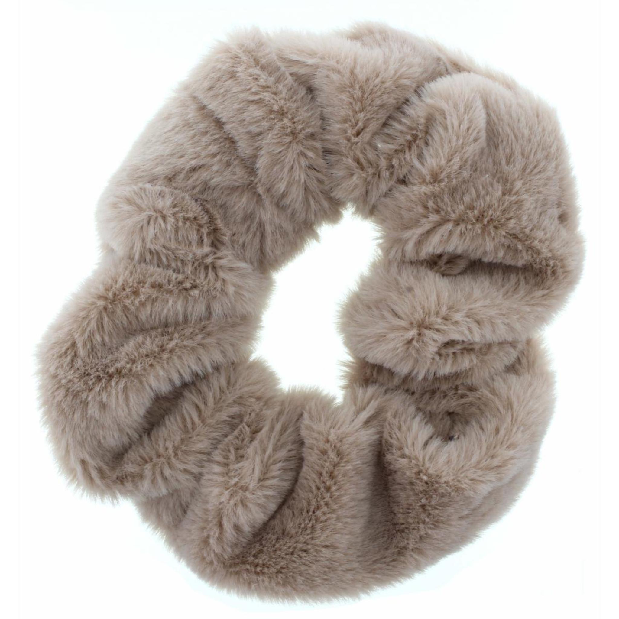 Tan Silky Fur Scrunchie Scrunchie