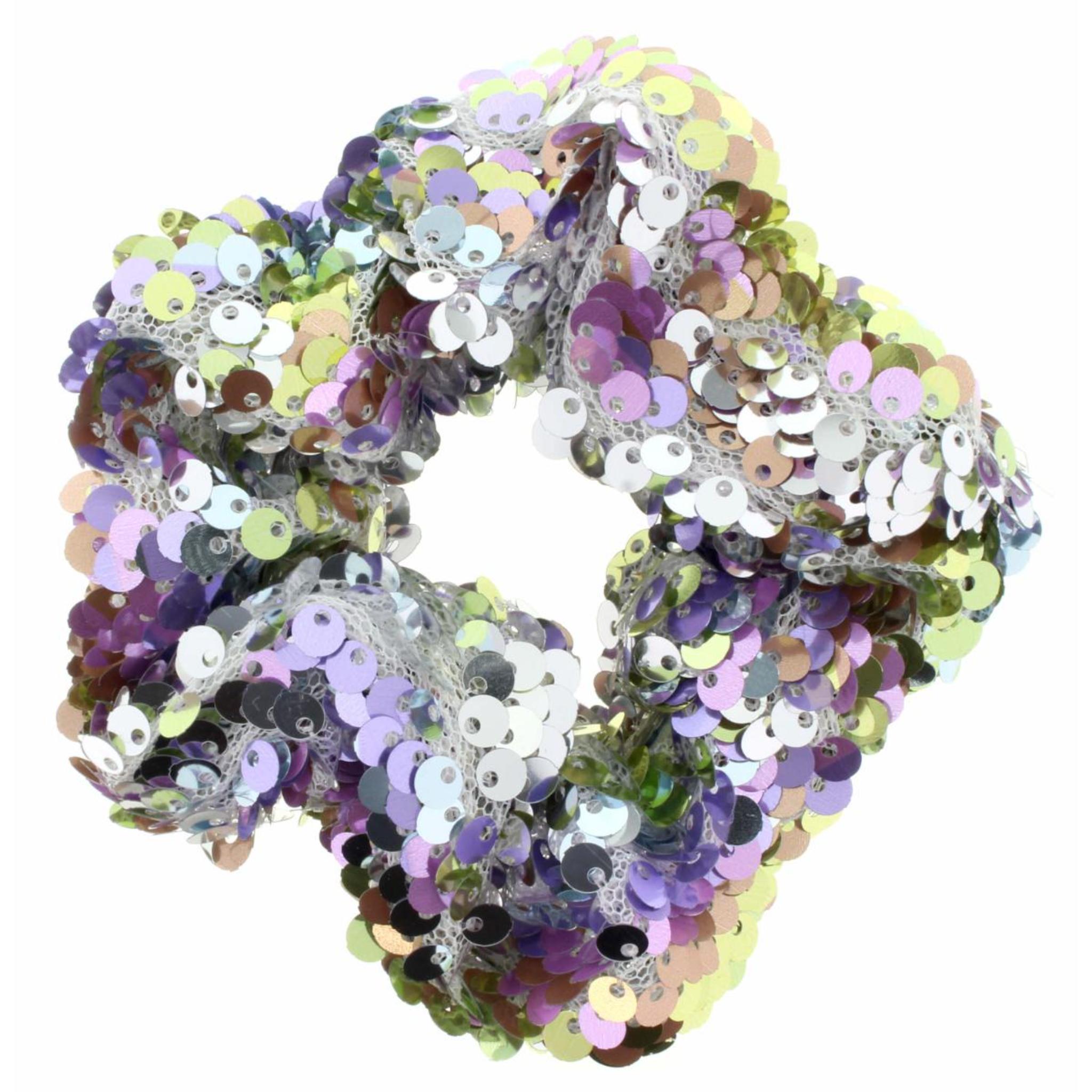 Kids Silver & Lavender Sequin Scrunchie