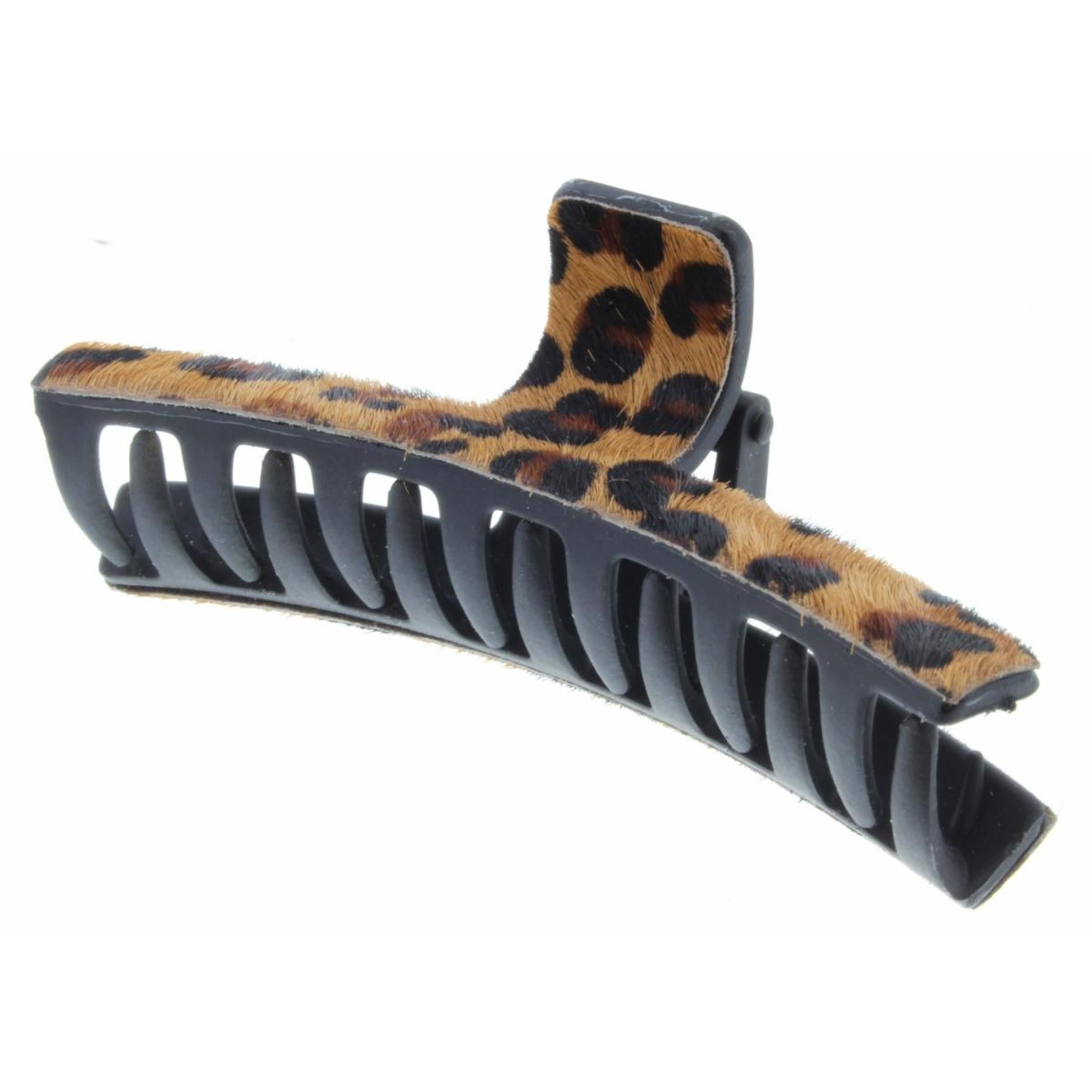 Rectangle with Brown Leopard Print Hair Clip