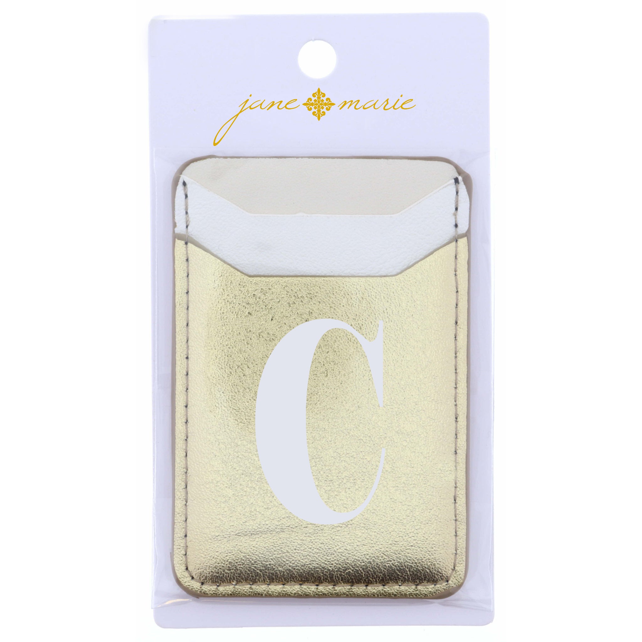 Cream, White, and Gold with Initial C Phone Wallet