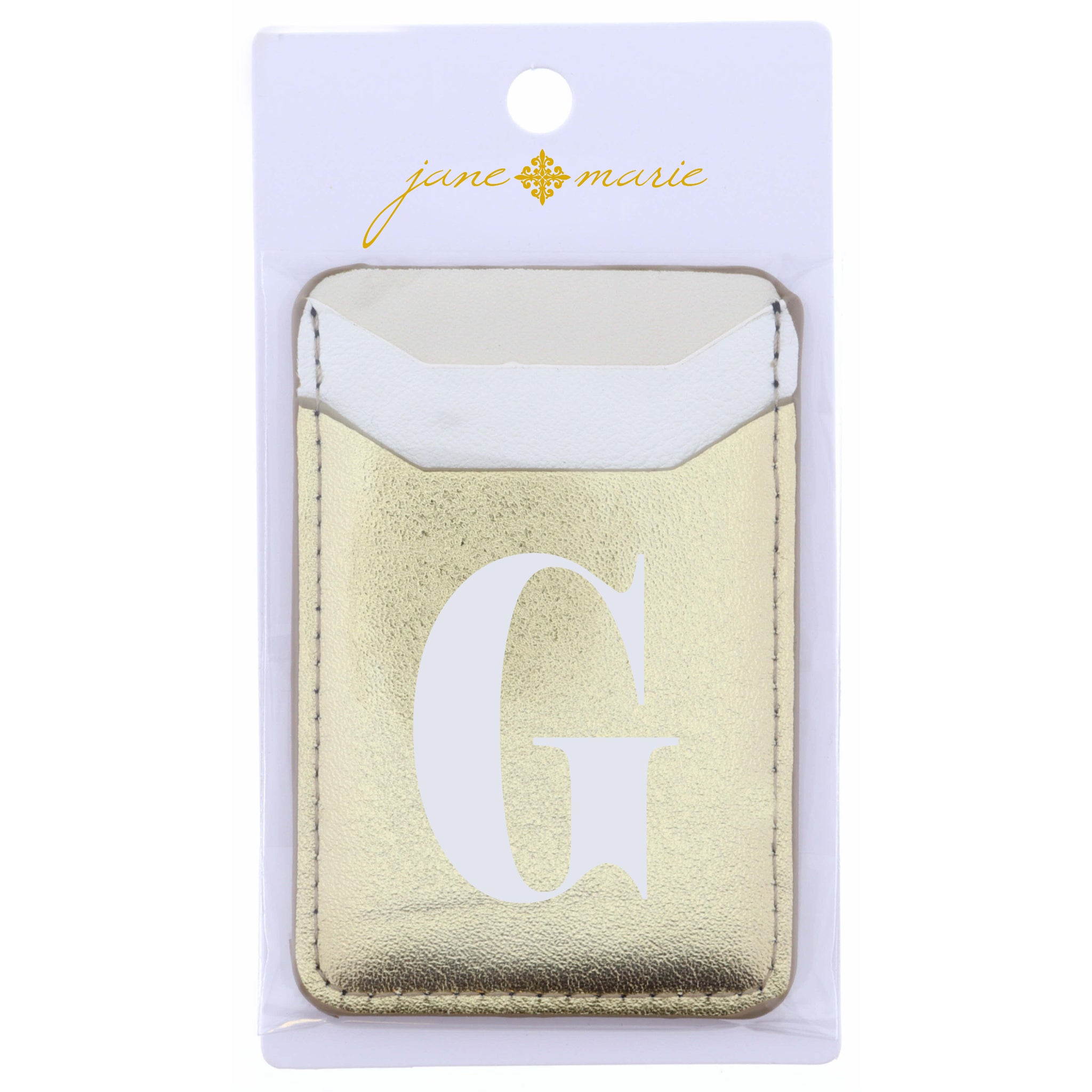 Cream, White, and Gold with Initial G Phone Wallet