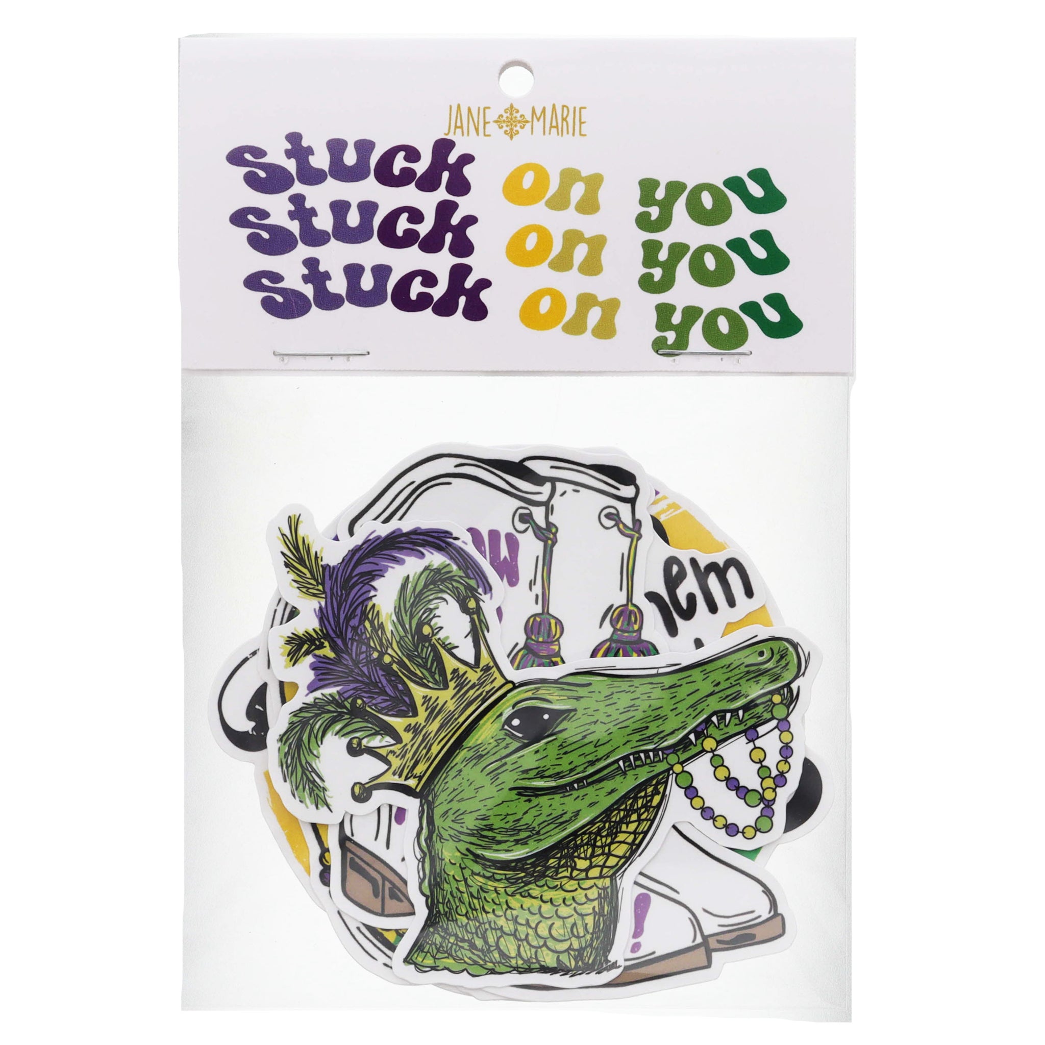 Set of 4 Stickers, Mardi Gras