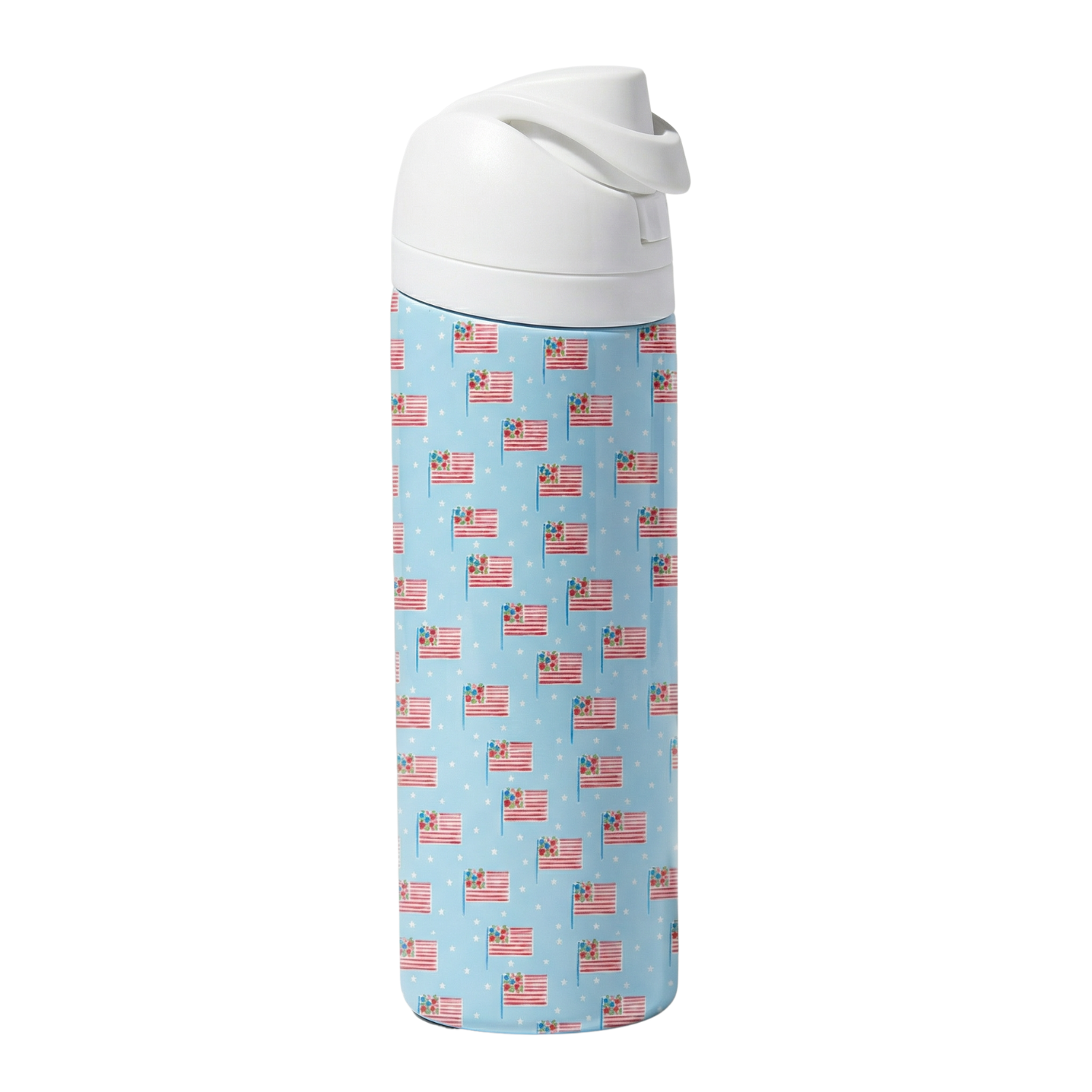 American Bloom 24 oz. Water Bottle | American Flag Stainless Steel with Straw Cap
