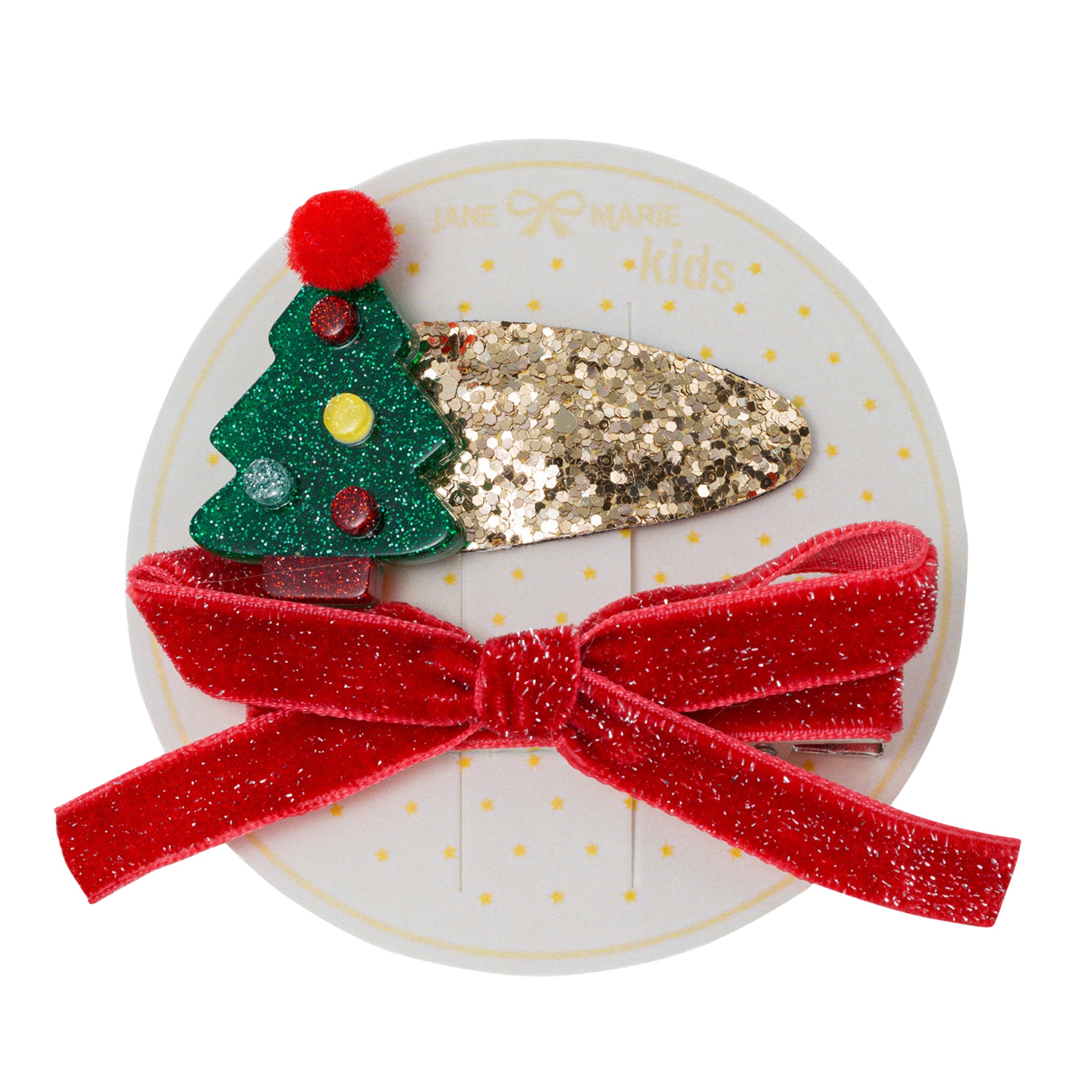 Kids Christmas Tree Clip, Red Bow Clip Hair Clip