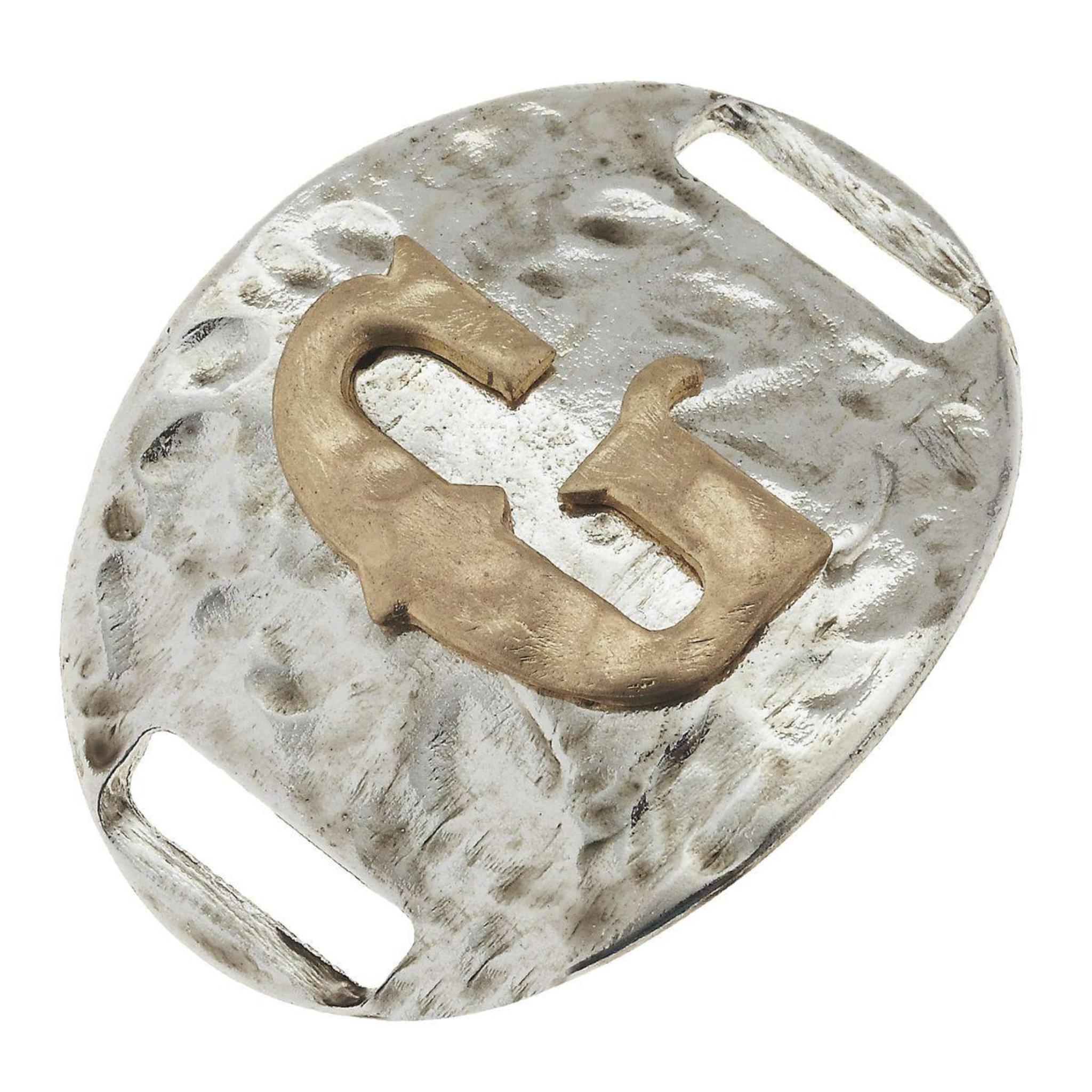 Antique Gold/Silver Large Bracelet G Initial Slide