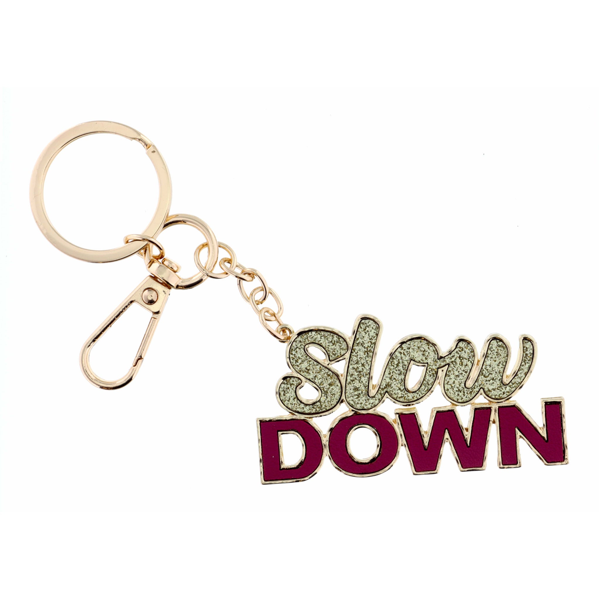 Slow Down Leather Keychain