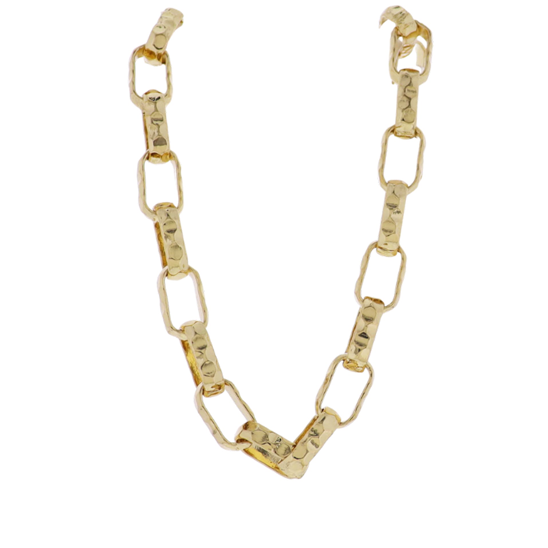 18k Gold Plated Square Hammer Link Chain Necklace