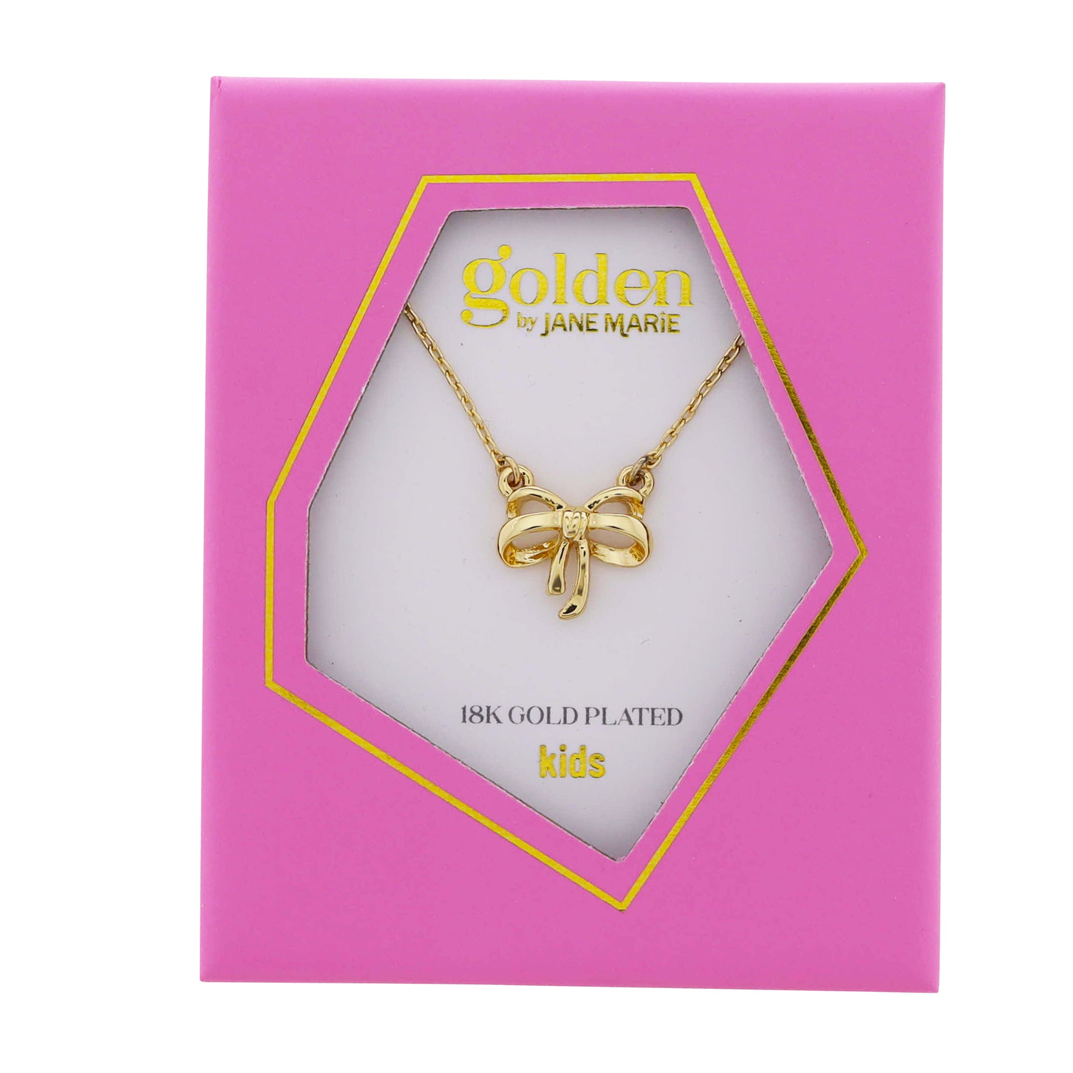 Kids 18k Gold Plated Cable Chain Necklace with Gold Bow