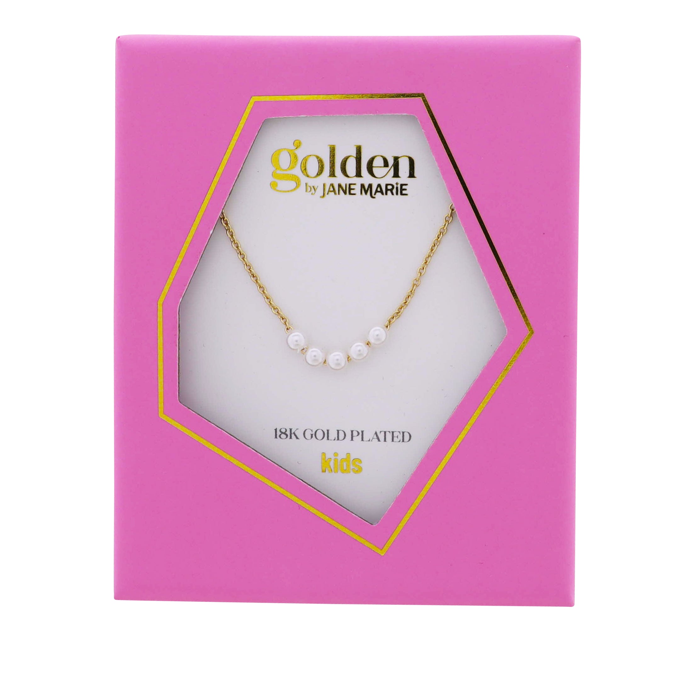 Kids 18k Gold Plated Rolo Chain Necklace with Pearls