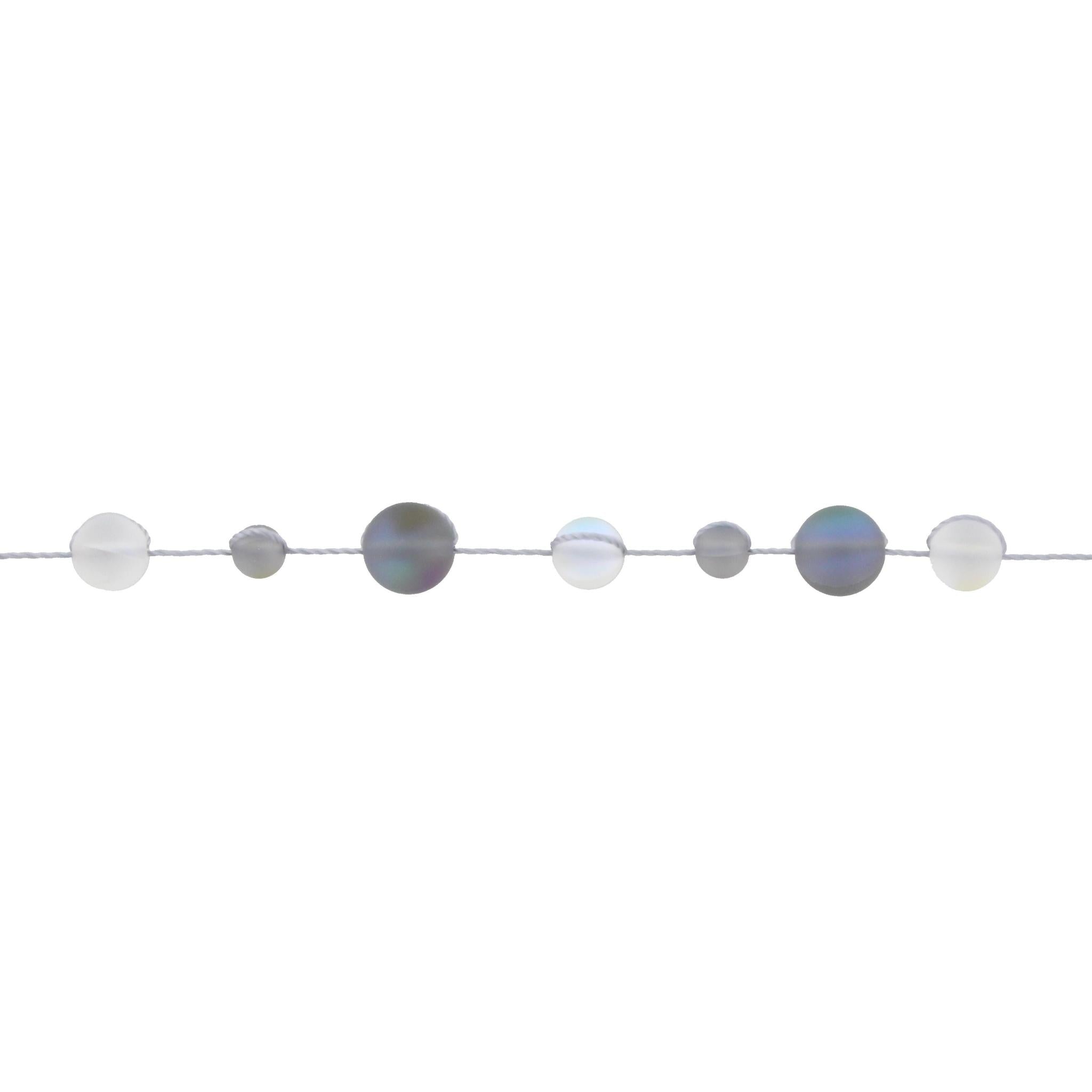 13" Patterned Grey/Clear Opalized Knotted Choker Necklace , 3" Ext