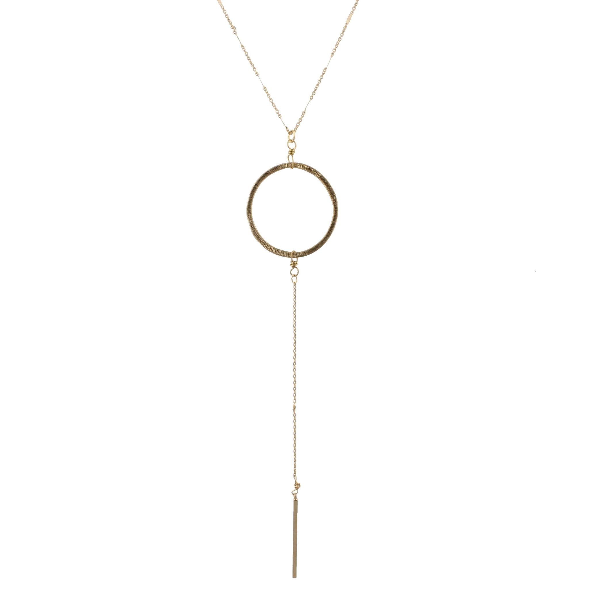 30" Y Necklace with Gold Circle, 3" Ext