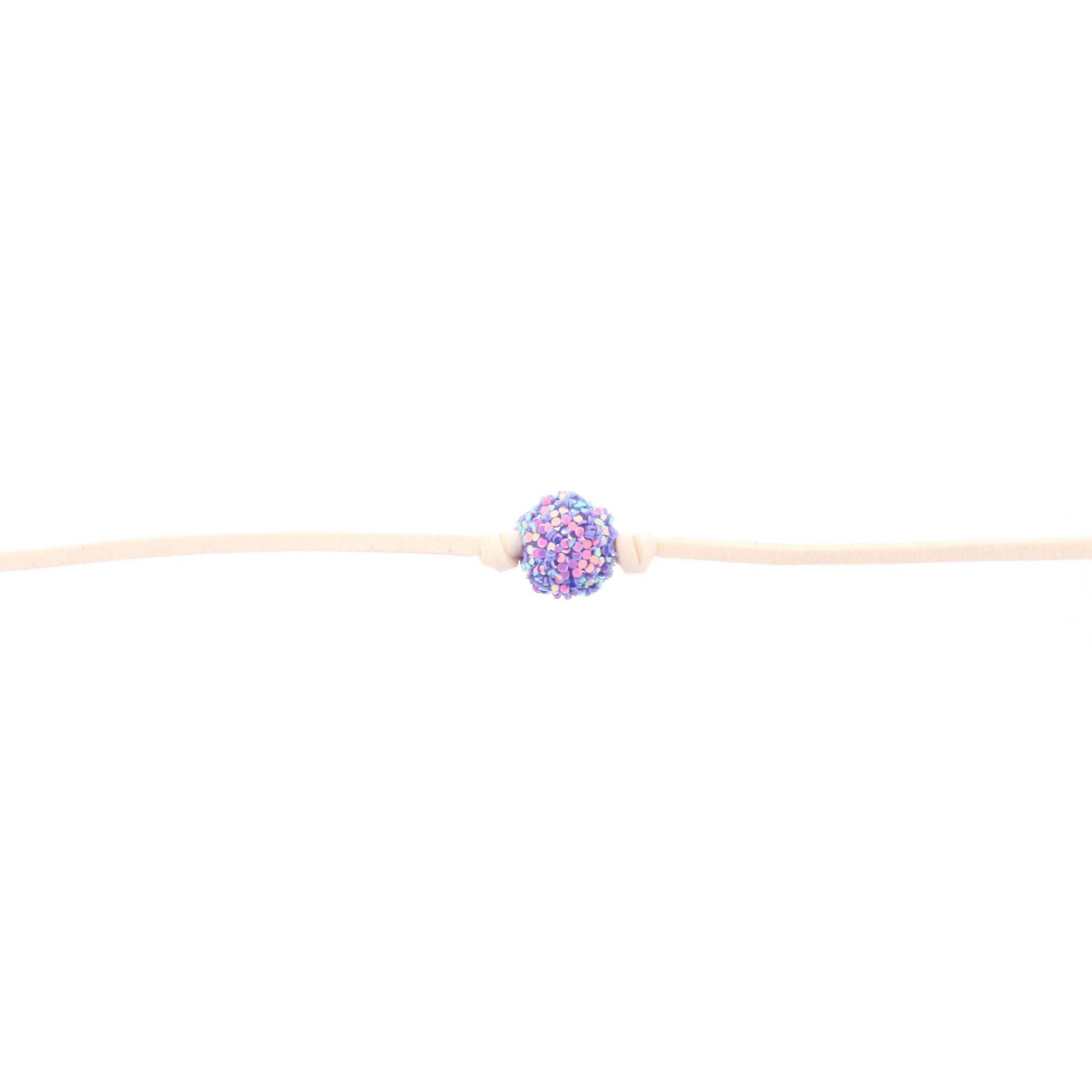 12" Kids Cream Choker Necklace with Purple Glitter Ball, 2" Ext