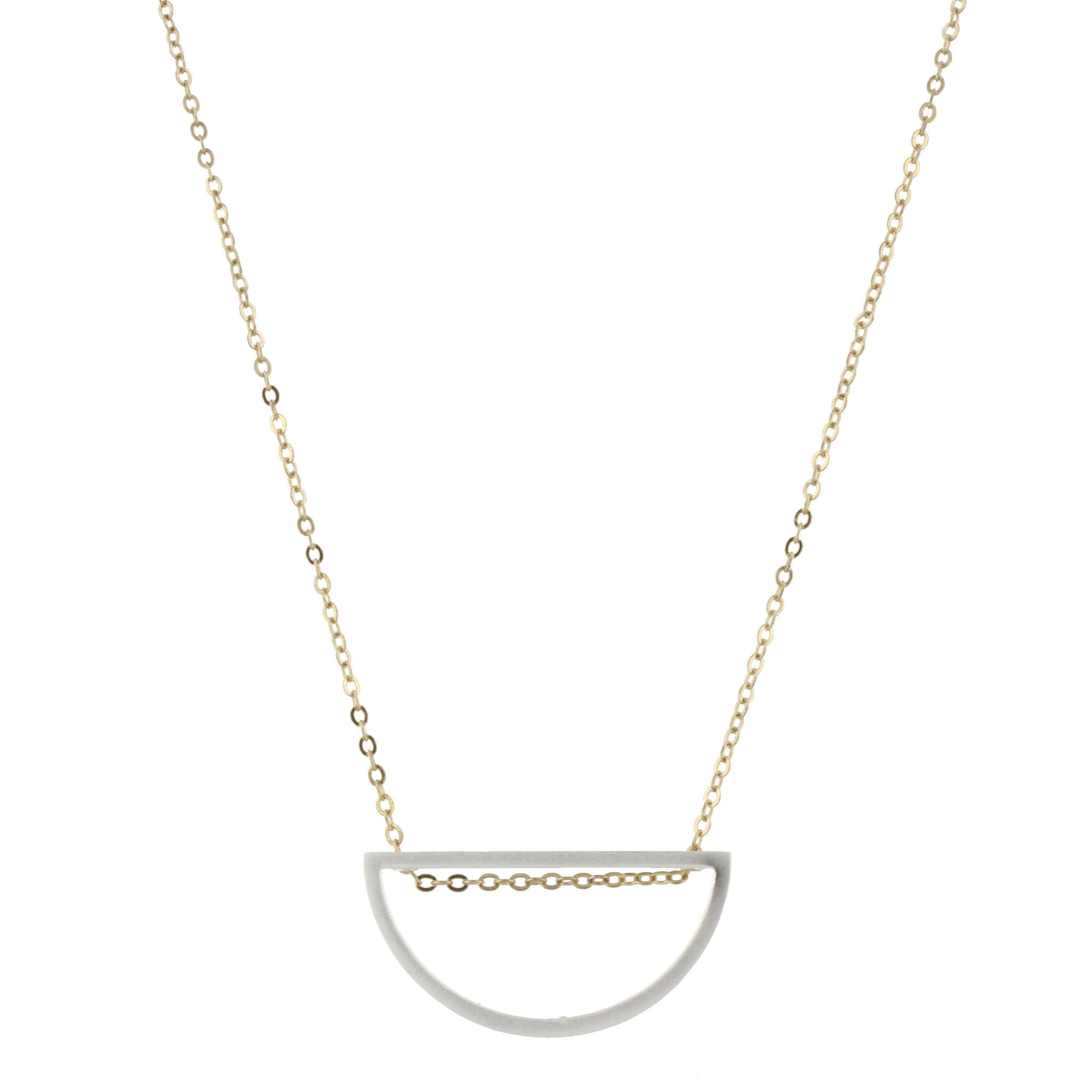 30" Gold Chain Necklace with Half Circle, 3" Ext