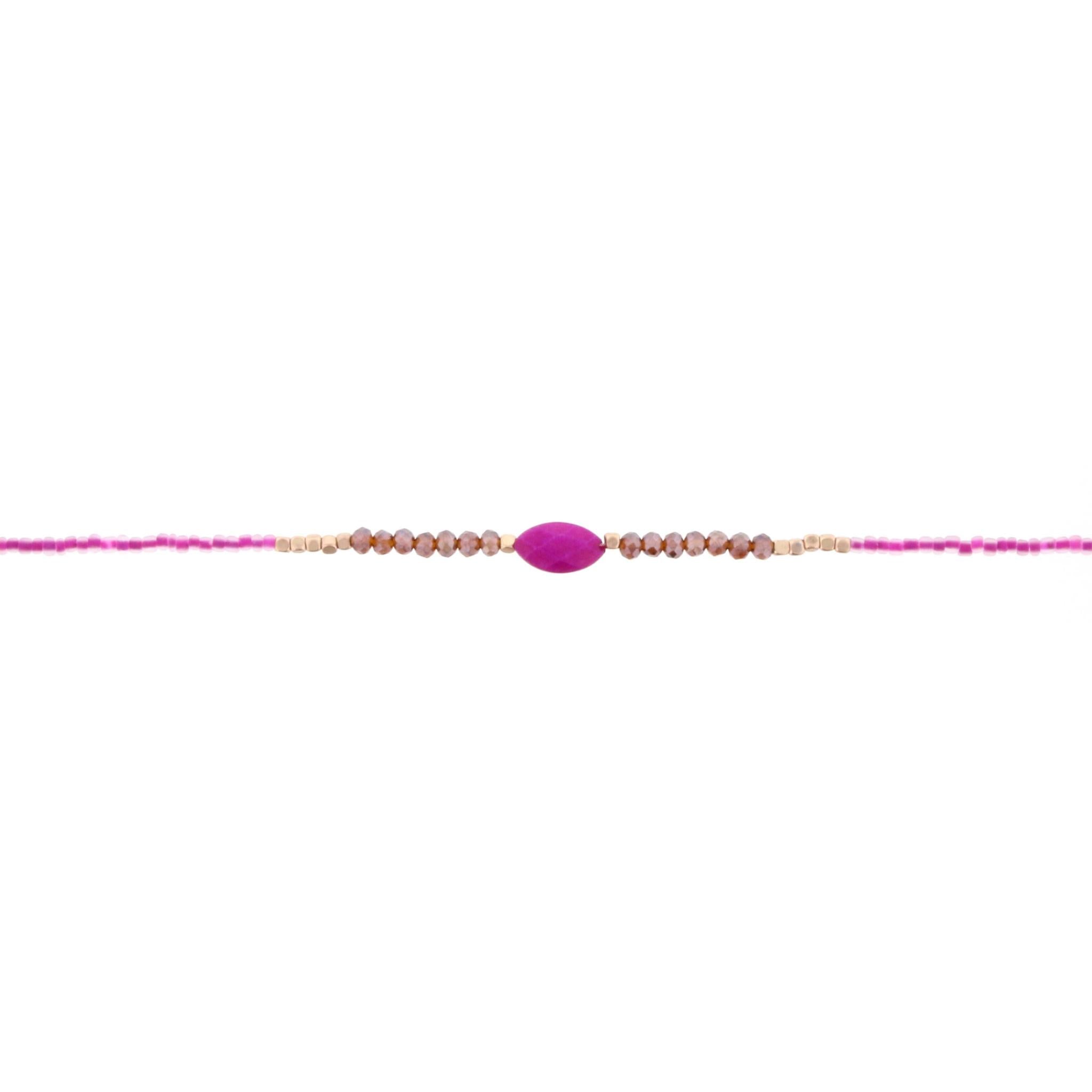 12" Kids Fuschia, Purple, Topaz Choker Necklace with Fuschia Stone, 2" Ext