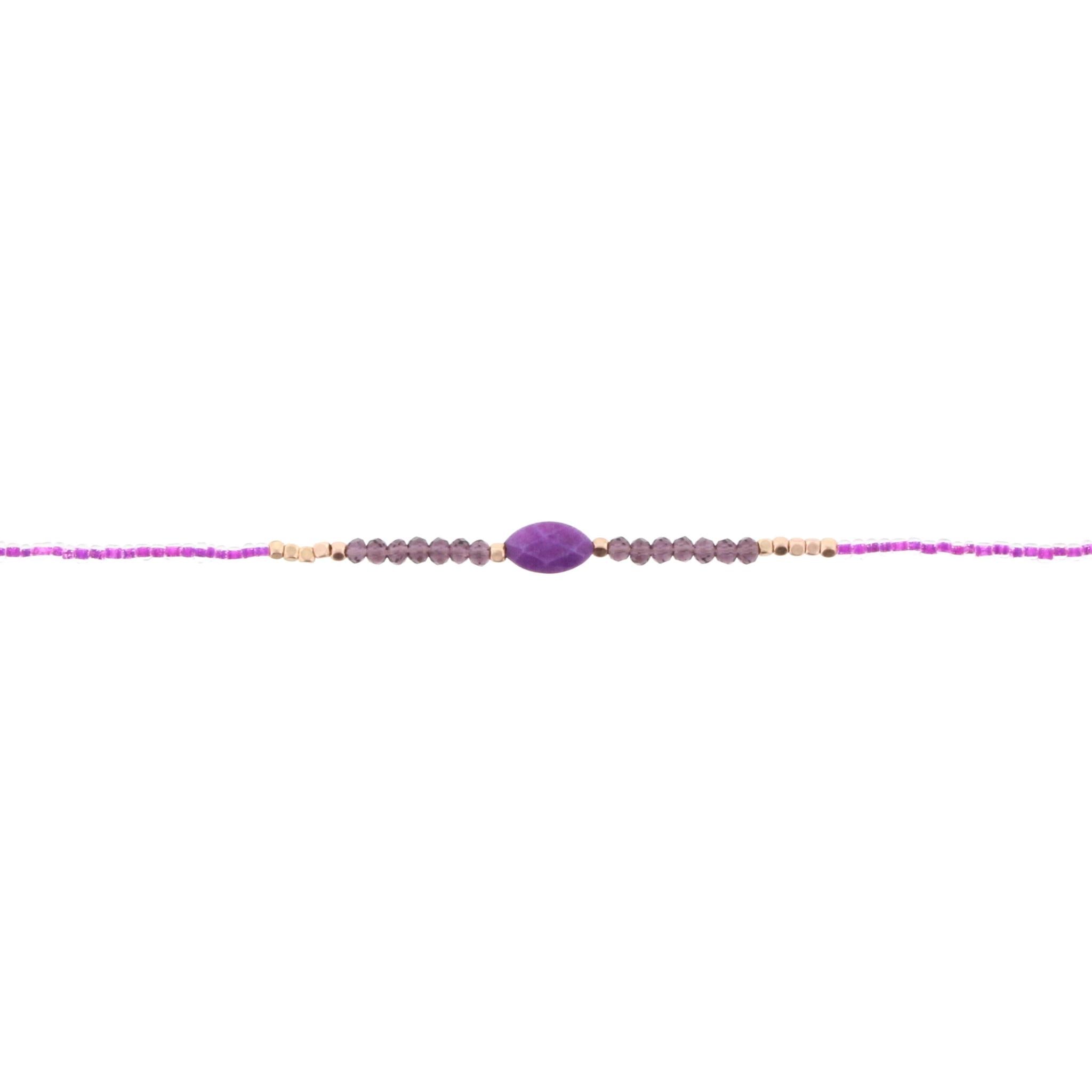 12" Kids Purple Choker Necklace with Purple Stone, 2" Ext
