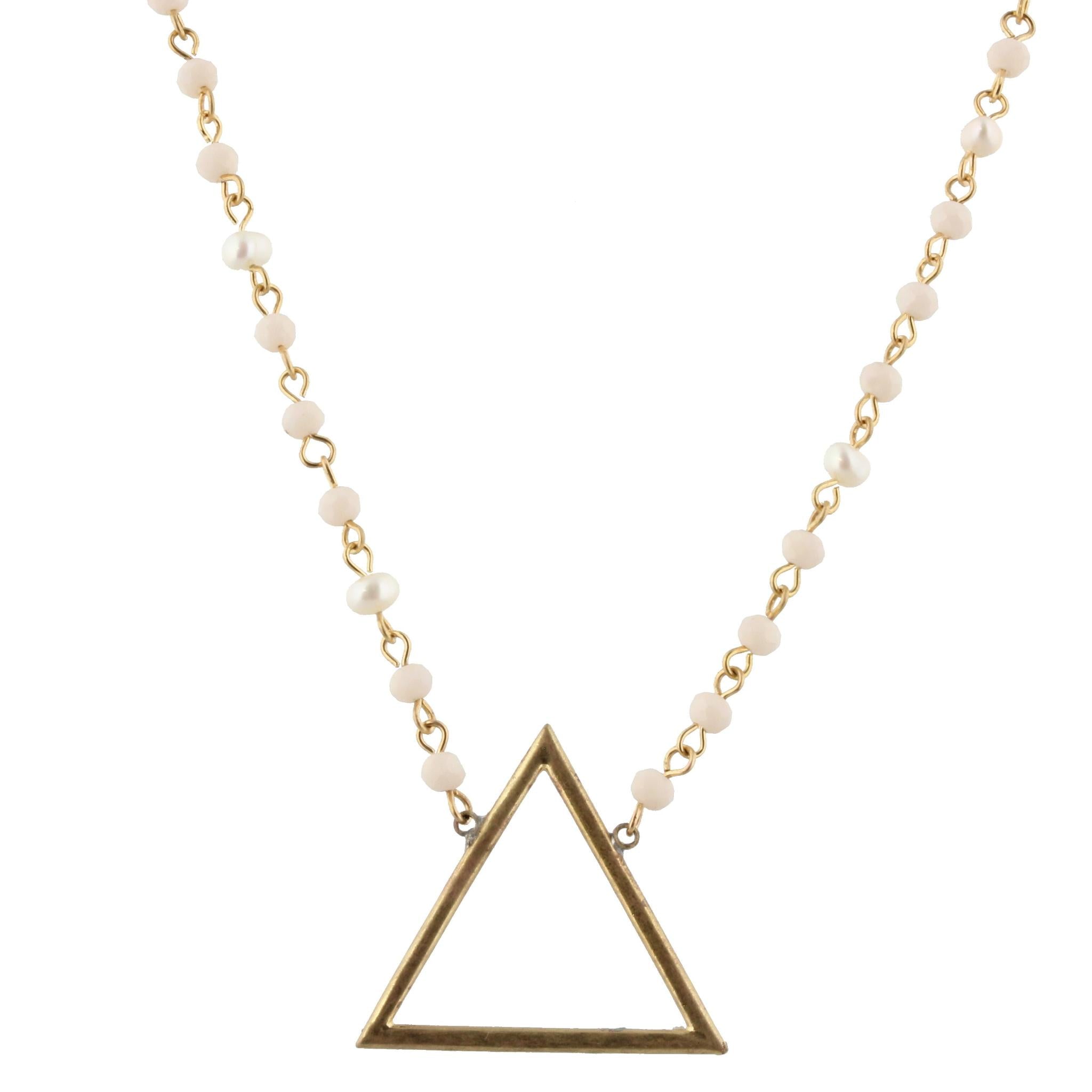 18" Nude Linked Necklace with Triangle, 3" Ext