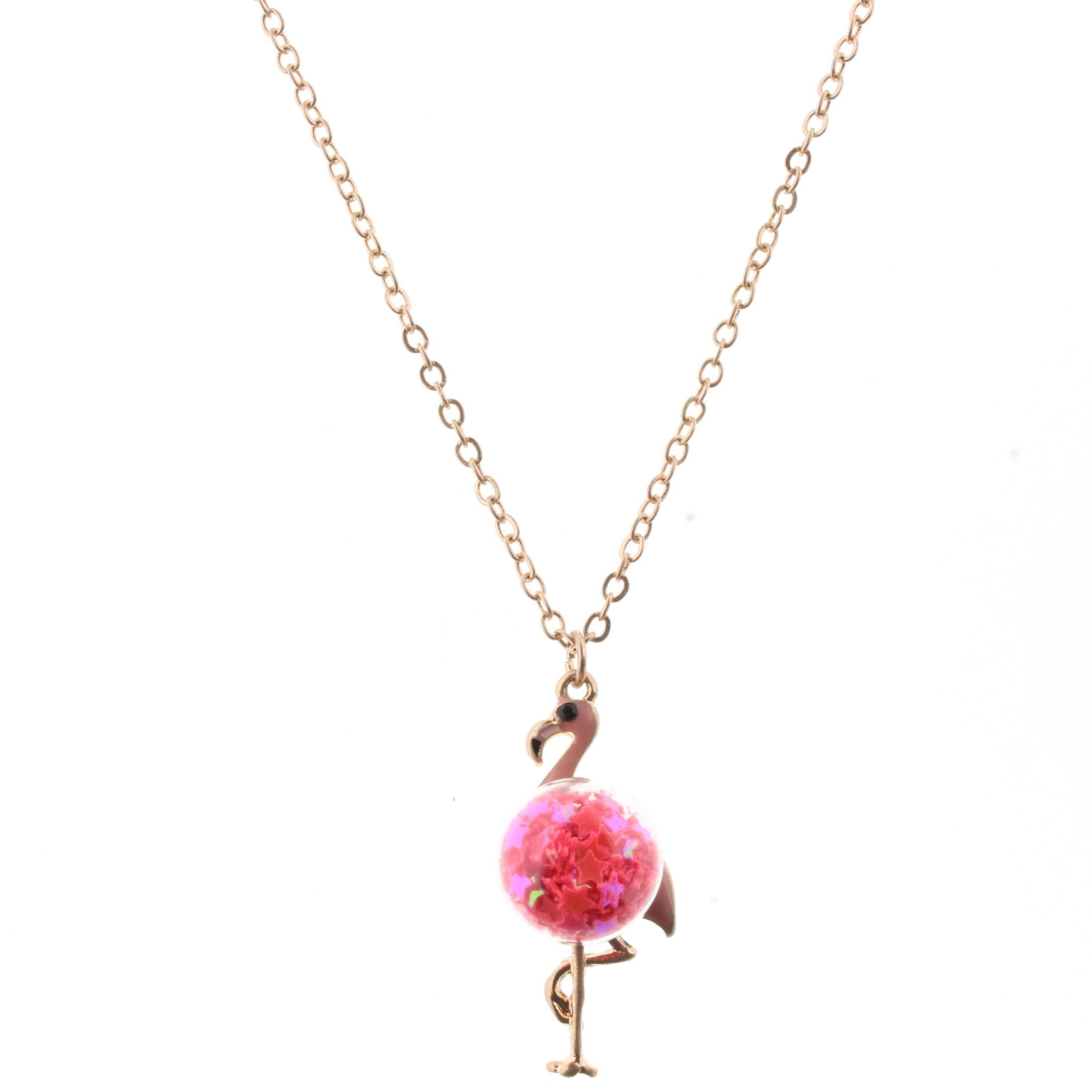 16" Kids Chain Necklace with Confetti Ball Flamingo, 3" Ext