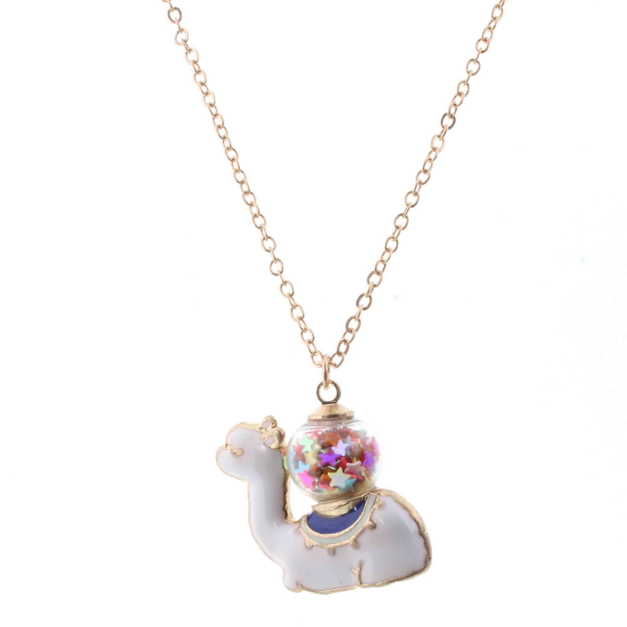 16" Kids Chain Necklace with Confetti Ball Laying Llama, 3" Ext